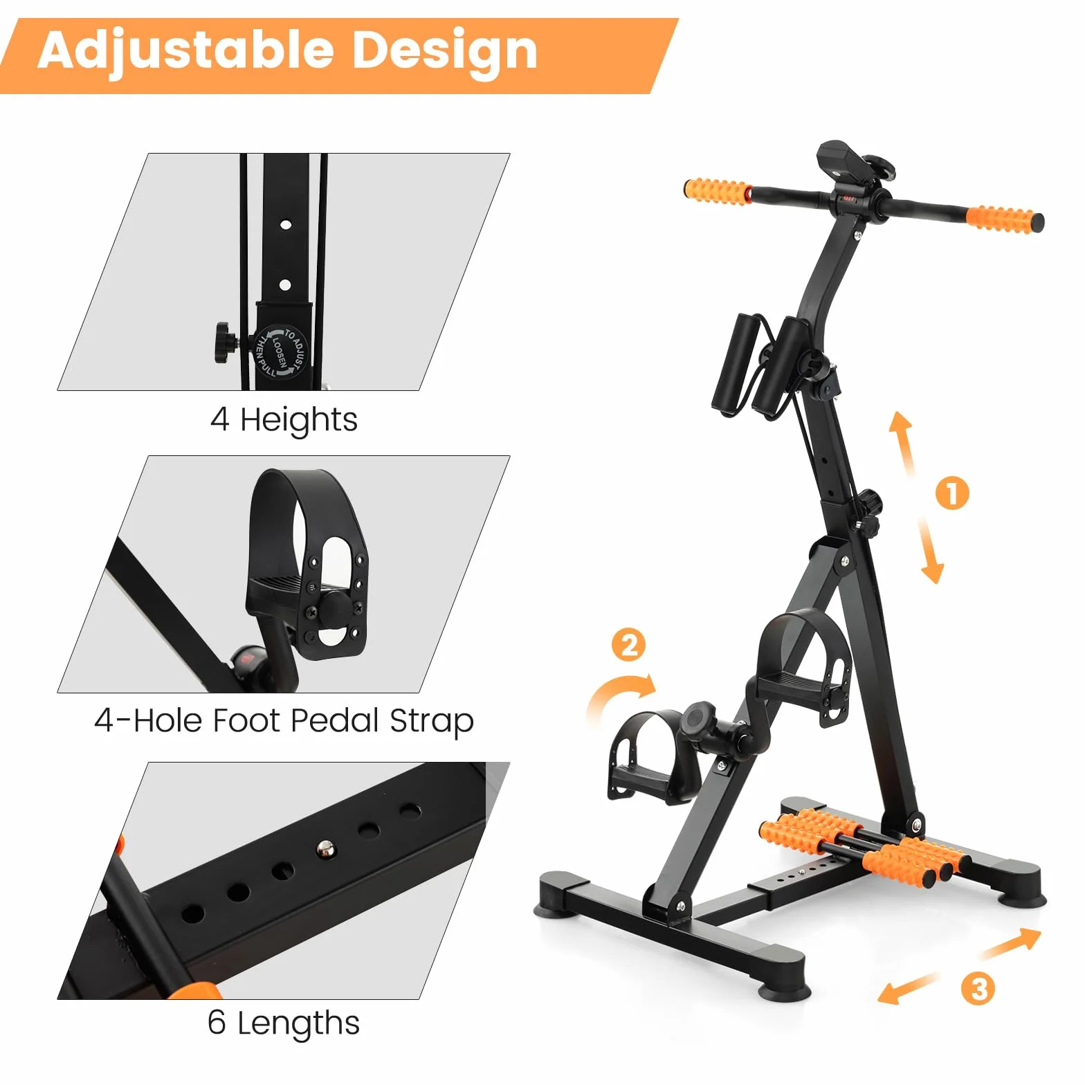 KOMFOTTEU Rower Treningowy dla Seniorów z Masażem, Regulowaną Wysokością i Oporem, Wyświetlacz LCD