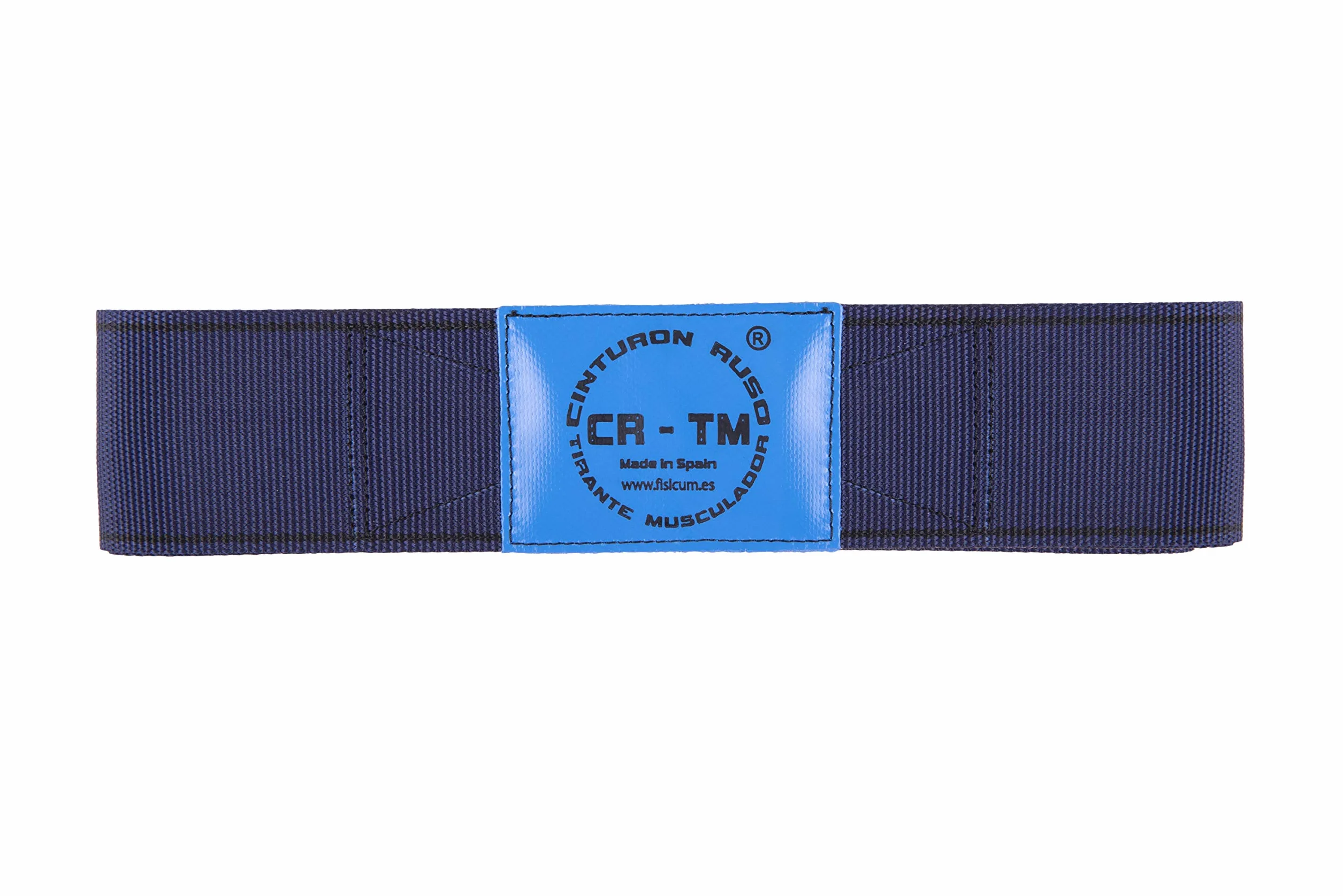 Cinturon Ruso CR-TM Tirante Musculador Niebieski pas do treningu ciężarów 8 cm x 120 cm poliester