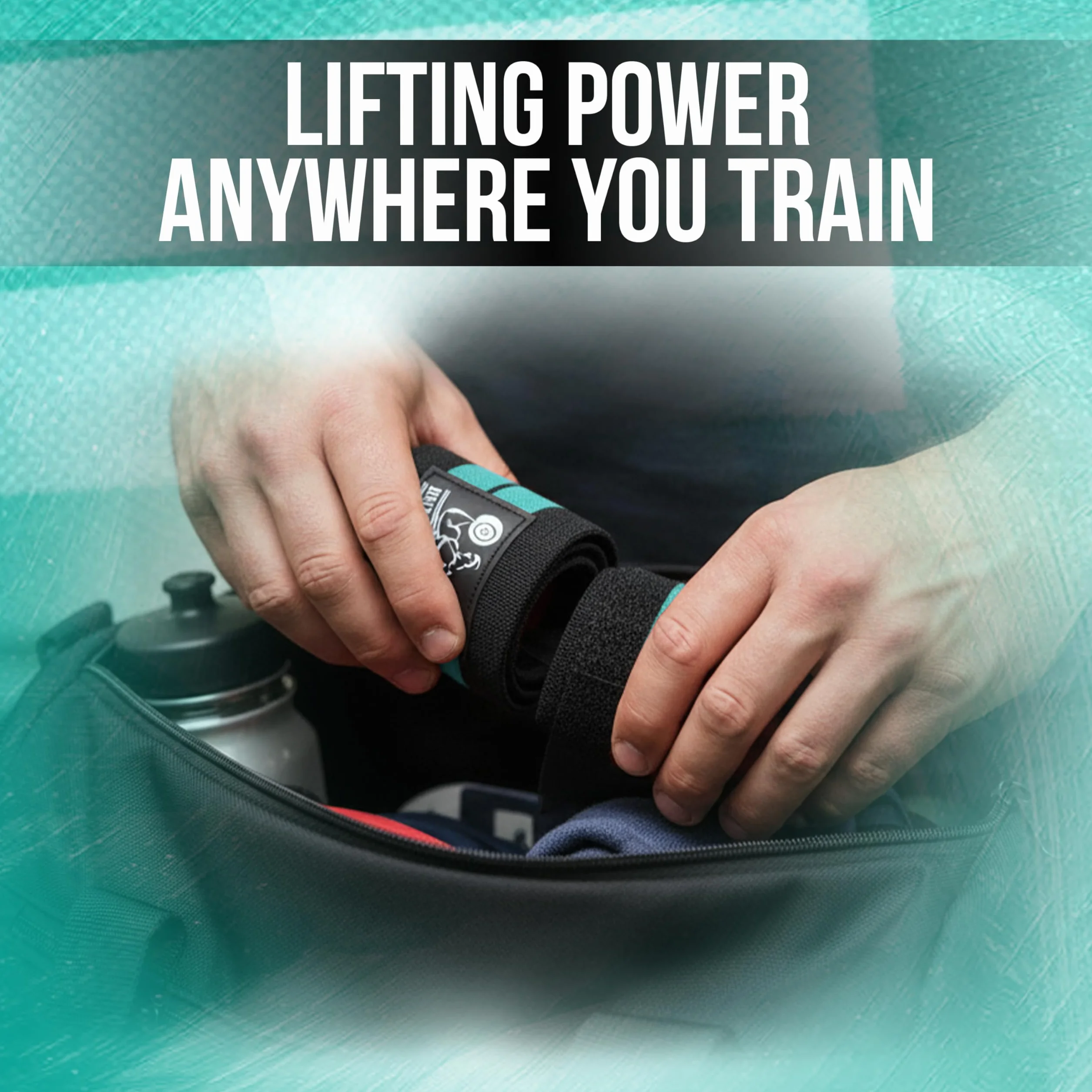 Opaski na nadgarstek (1 para) - wsparcie premium do podnoszenia ciężarów, crossfit|siłownia - AquaBlue