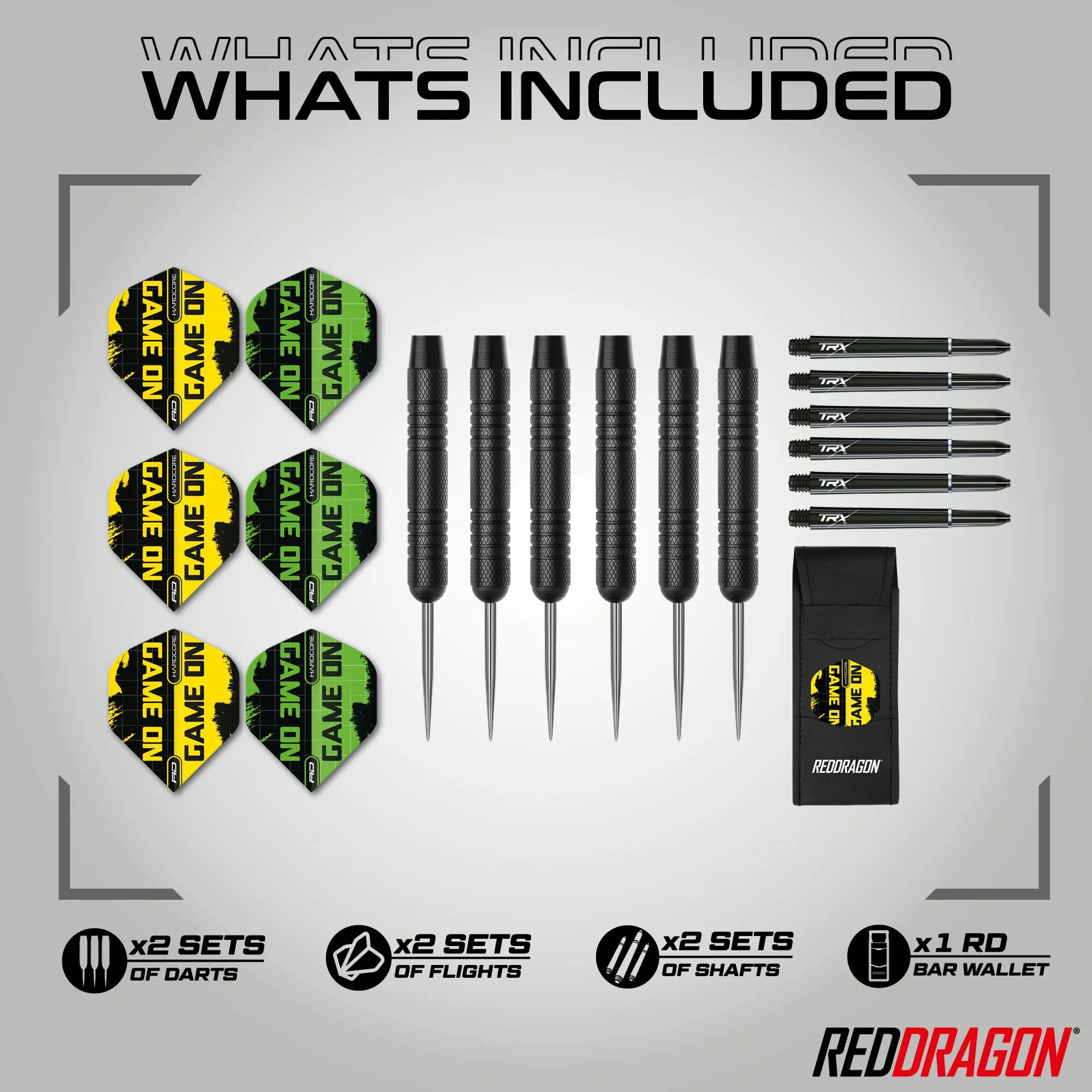 Red Dragon Strata 19-częściowy zestaw rzutek do darta 20 g Black Steel Tip