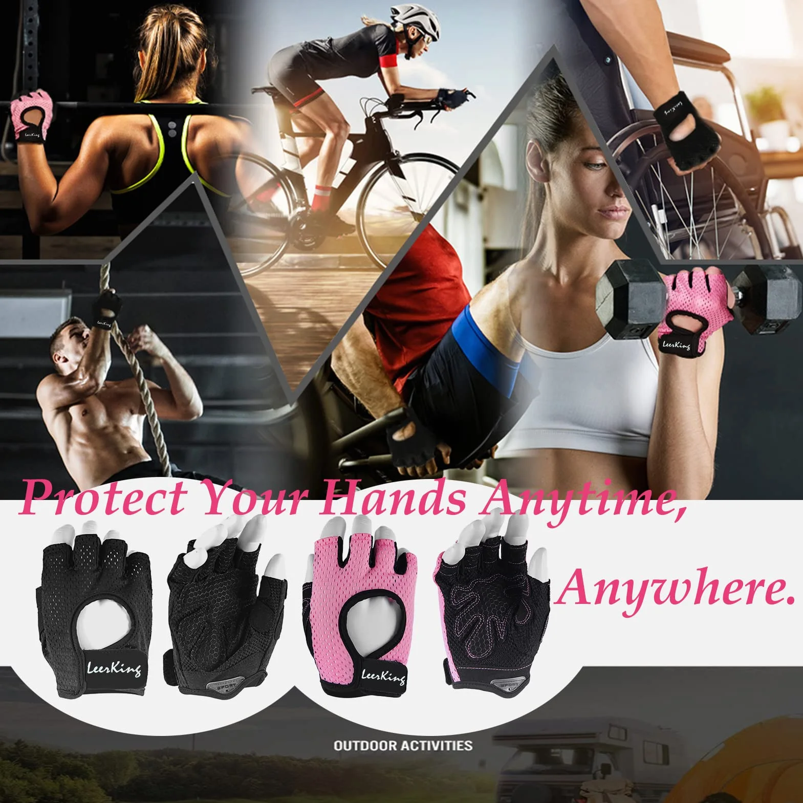 LeerKing Fitness Rękawice Mesh Treningowe do Ćwiczeń Siłowych Gym Yoga