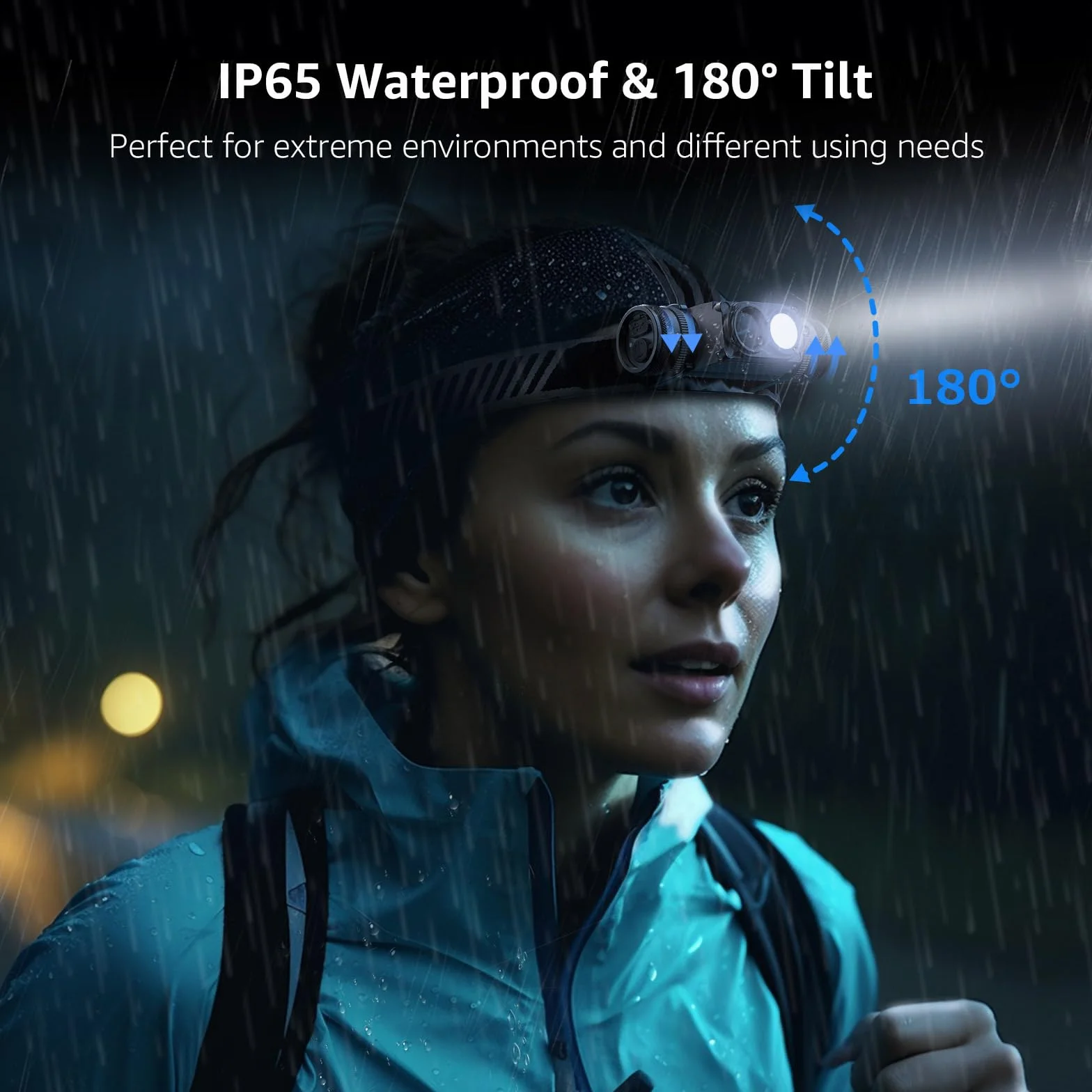 Lepro Latarka czołowa 1000 lumenów z akumulatorem – wydajna, odłączana lampa czołowa z baterią 2200 mAh, super jasna wiązka latarki 152 m (500 stóp), wodoodporny reflektor LED IP65, do campingu