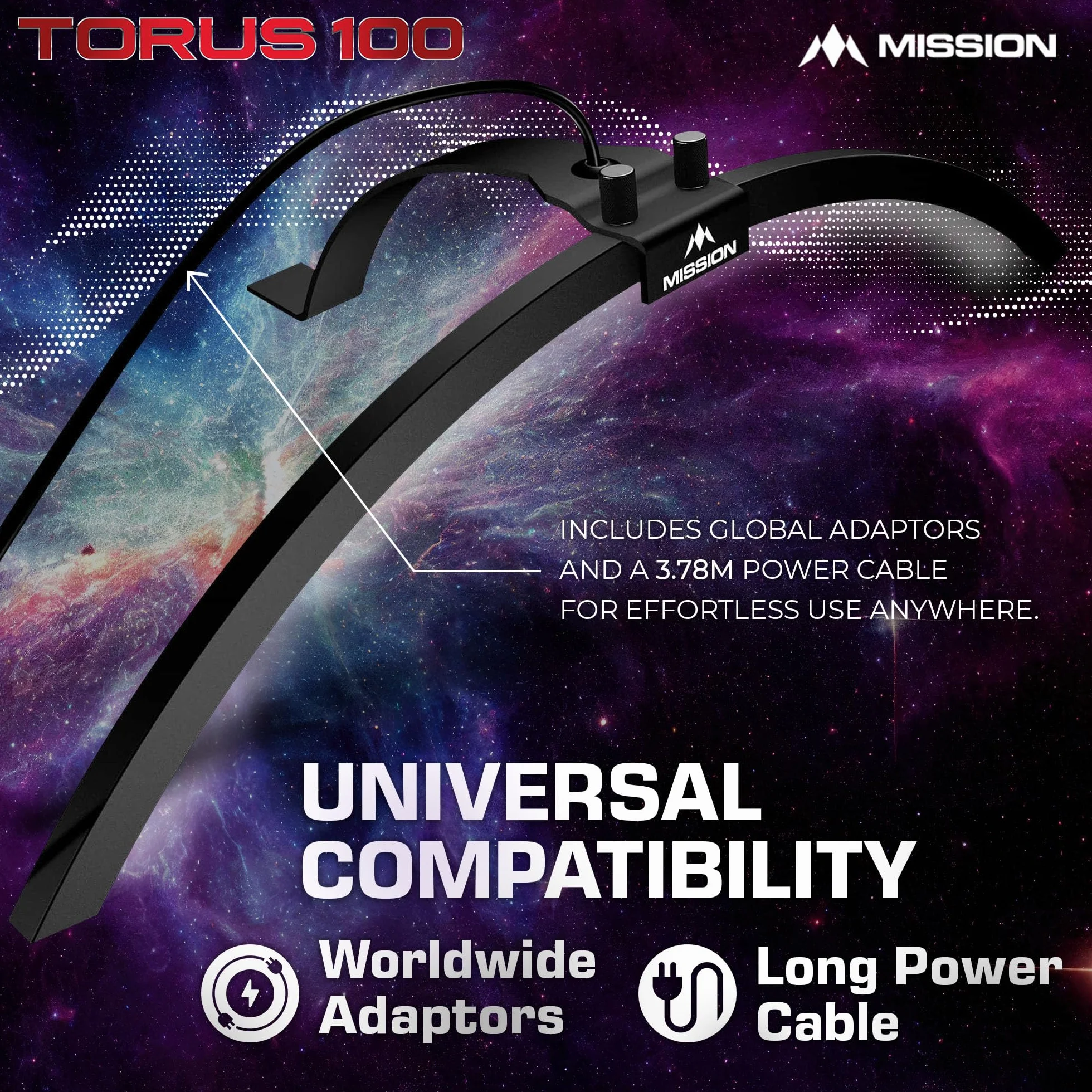 Mission Darts TOR100 Torus 100 | składana przenośna tarcza do darta LED system oświetlenia podróżnego