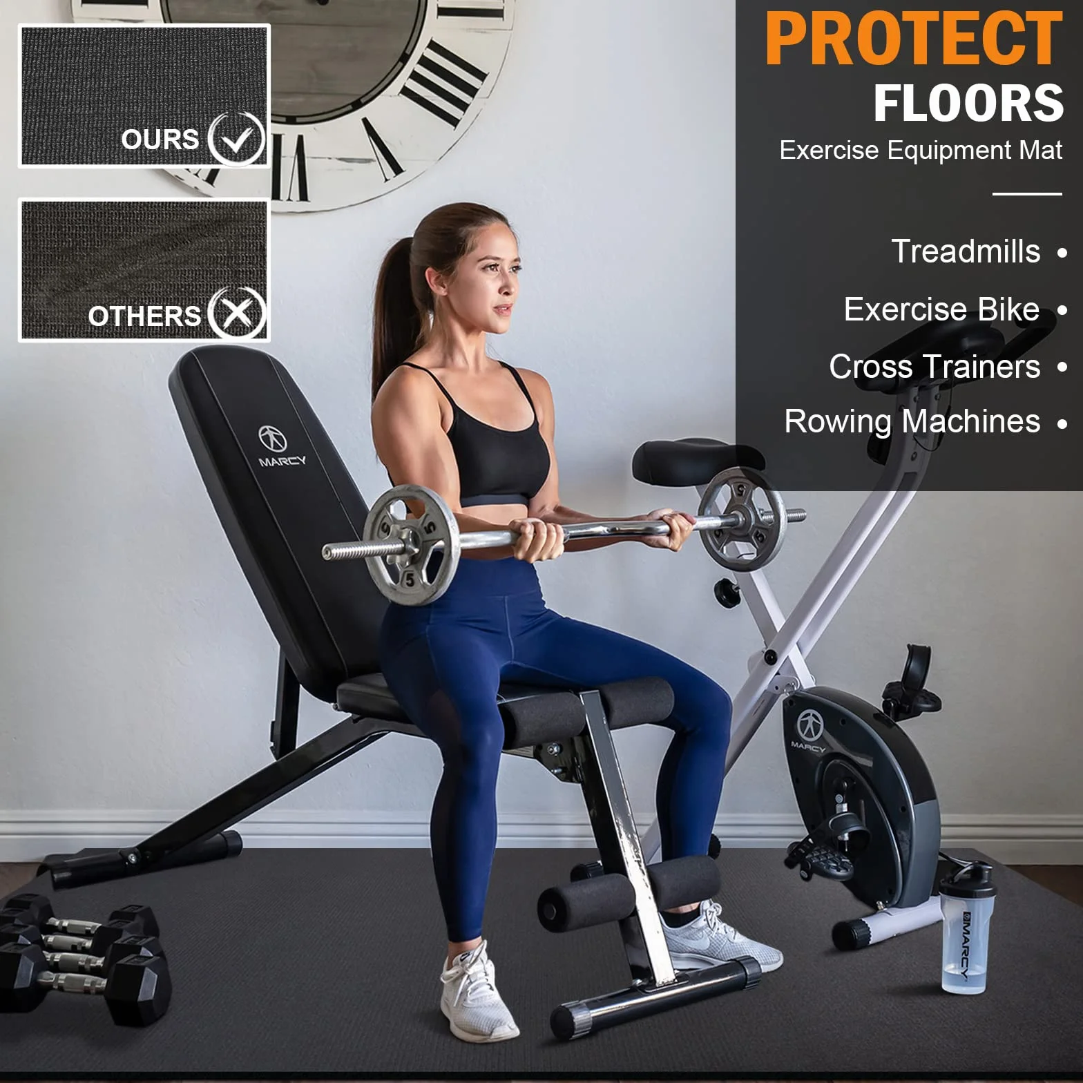 innhom Duża mata do ćwiczeń, mata fitness do domu, na siłownię, do fitnessu, ćwiczeń na podłodze, HIIT, cardio, pracy na siłowni, sprzęt, wytrzymała gumowa wykładzina podłogowa do siłowni