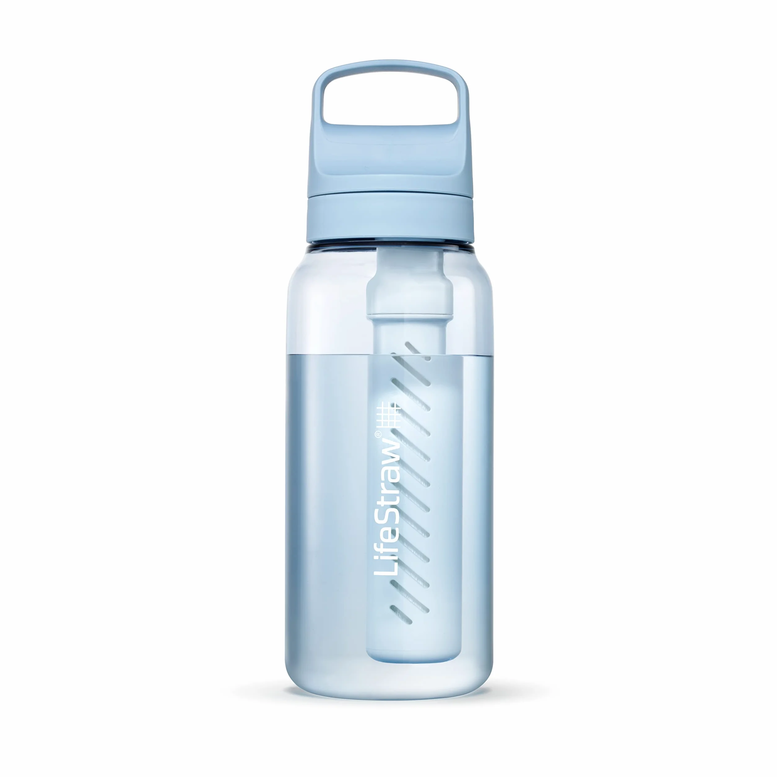 LifeStraw Go Series – butelka z filtrem do wody bez BPA do podróży i codziennego użytku, usuwa bakterie, pasożyty i mikroplastiki, poprawia smak, 1 l islandzki niebieski