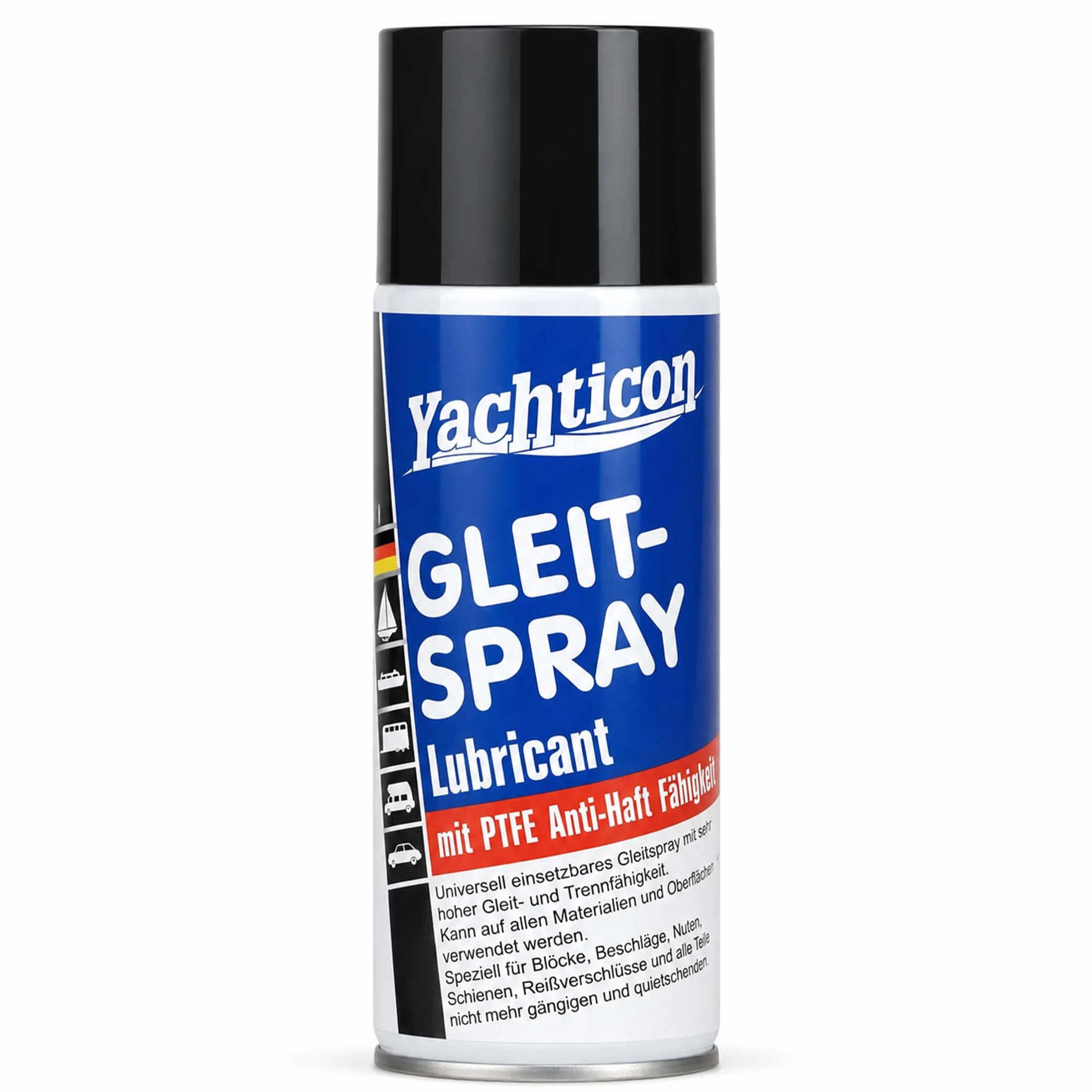 Yachticon spray ślizgowy z teflonem, 300 ml, wysoce skuteczny spray ślizgowy do wszystkich materiałów, bardzo wysoka zdolność ślizgania i oddzielania bez silikonu.