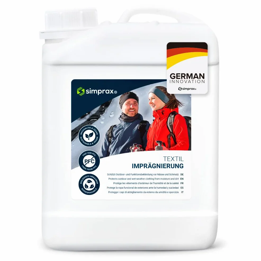 Impregnacja tekstyliów – trwały spray impregnujący do tekstyliów outdoorowych i funkcjonalnych – Gore-Tex | Sympatex | Softshell – certyfikat Oeko-TEX | GOTS Approved – bez gazów napędowych