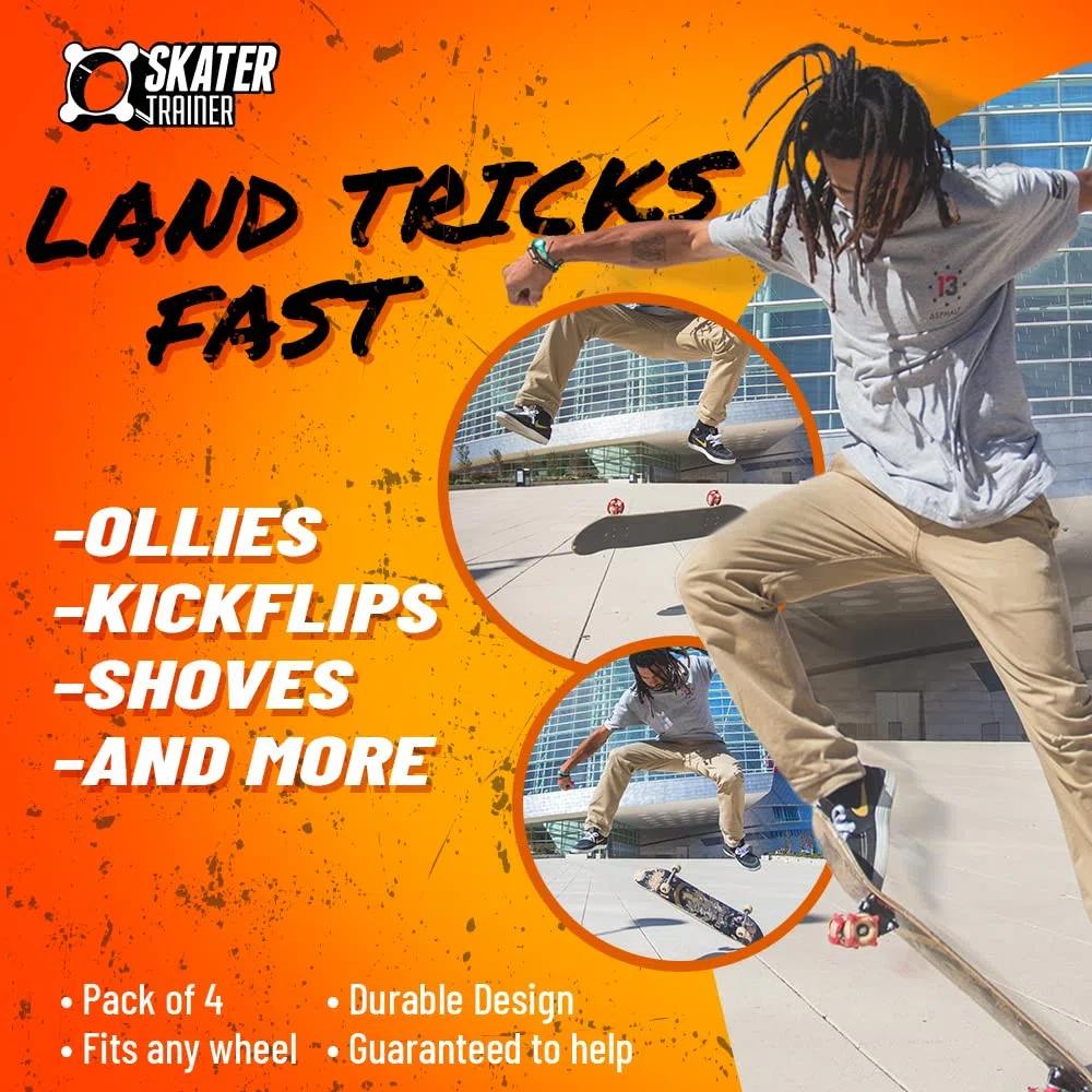 SKATERTRAINER 2.0 gumowe akcesoria skatingowe do doskonalenia Ollie i kickflipów - ucz się, ćwicz i wykonuj triki w krótkim czasie, czerwone
