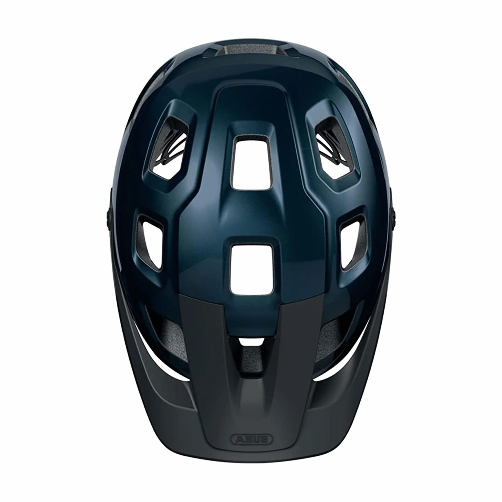 ABUS Kask MTB MoTrip – wytrzymały kask rowerowy z daszkiem o regulowanej wysokości dla rowerzystów górskich – indywidualne dopasowanie – unisex – niebieski błyszczący, rozmiar M, M (54-58 cm)