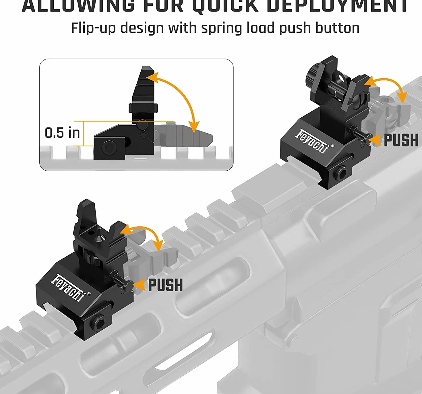 Feyachi S17 Przyrządy celownicze Flip Up Iron Sights Odchylane przednie i tylne z czerwoną i zieloną kropką Picatinny