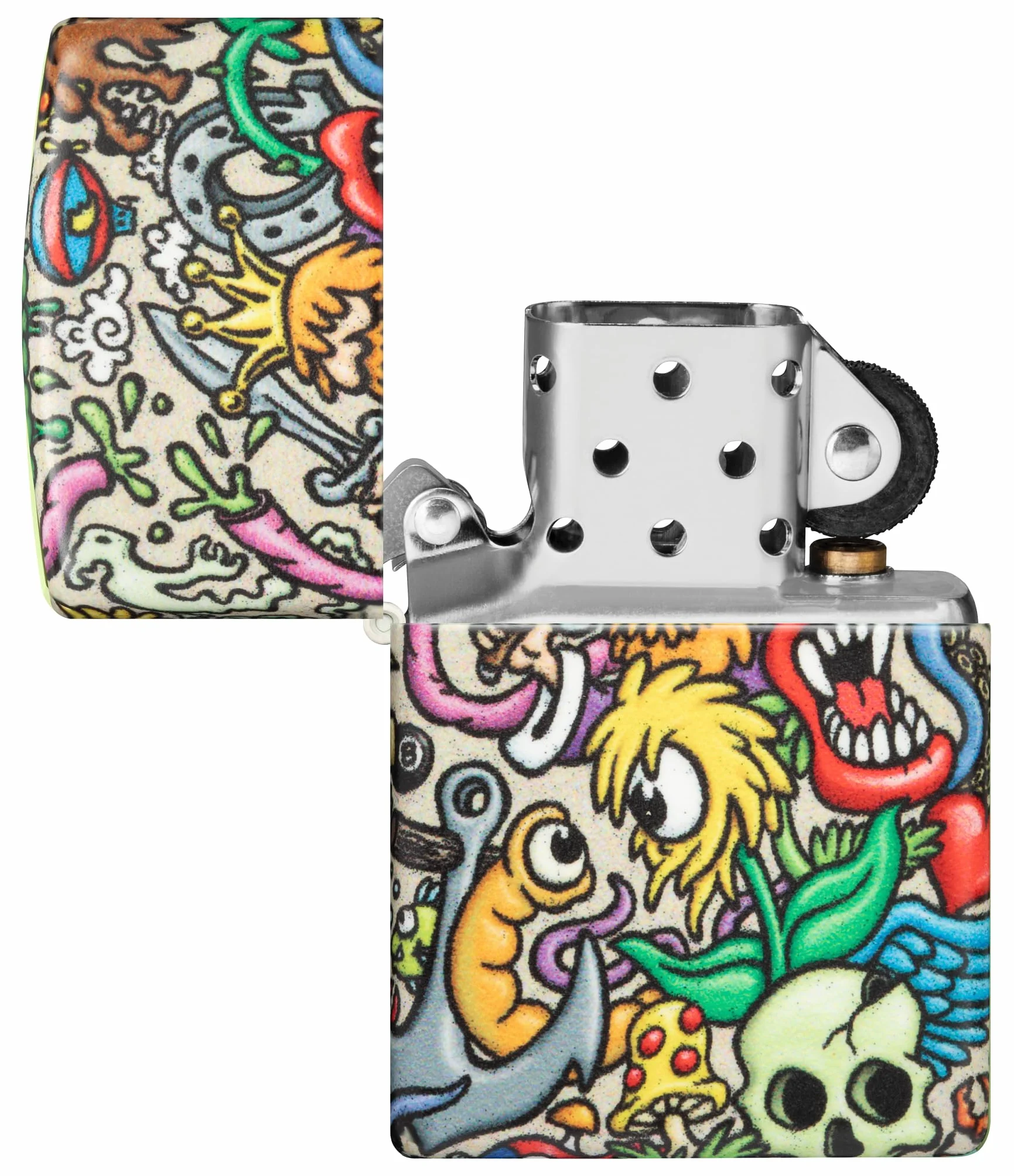 Zippo Tattoo Theme Zapalniczka Sztormowa, Kolorowy Nadruk, do Napełniania, Wielokrotnego Użytku, Wiatroodporna Konstrukcja, Pudełko na Prezent, Wykonano w USA, Kolor 540°