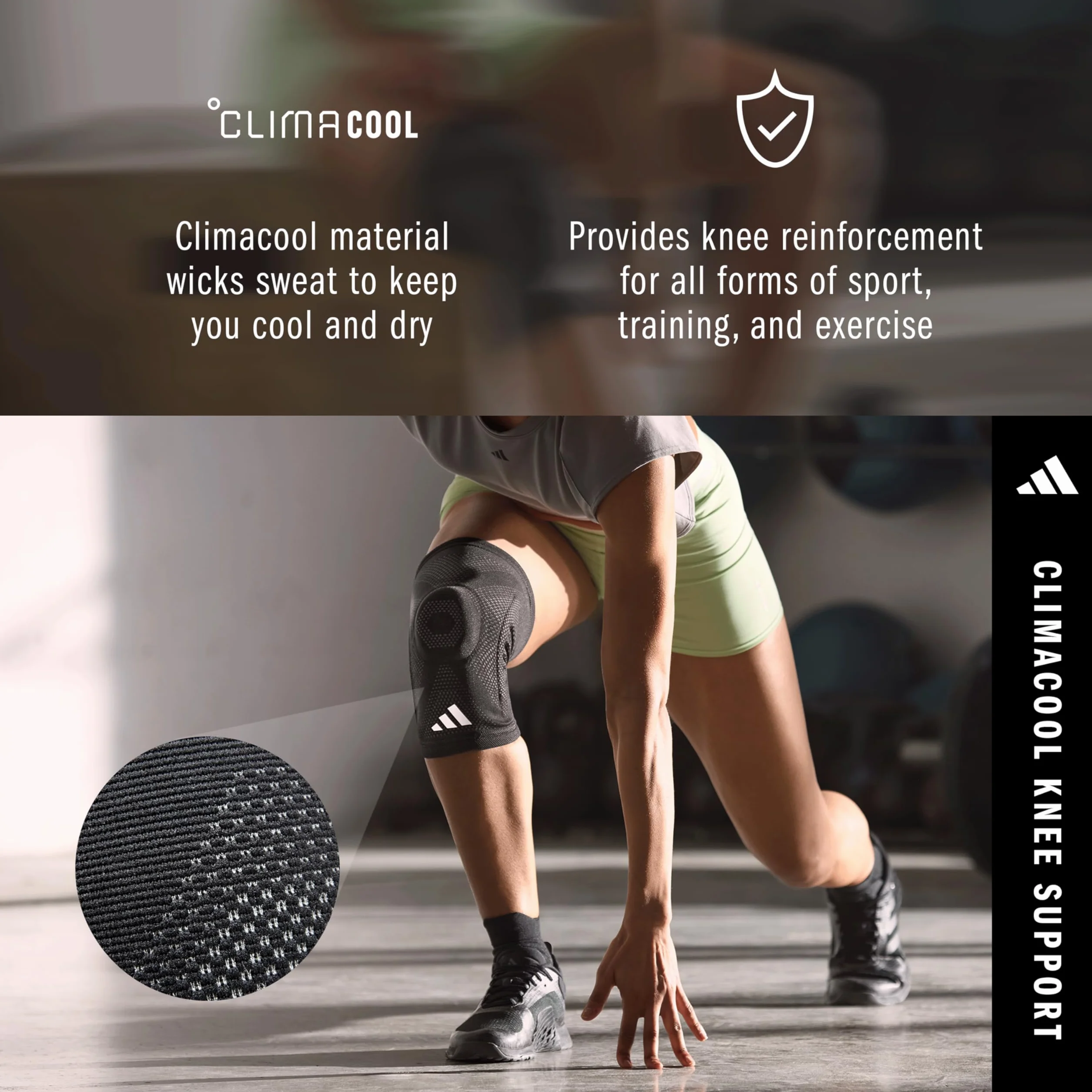adidas Aeroready bandaż na kolana, oddychający, kompresyjny, ergonomiczny kształt (M)