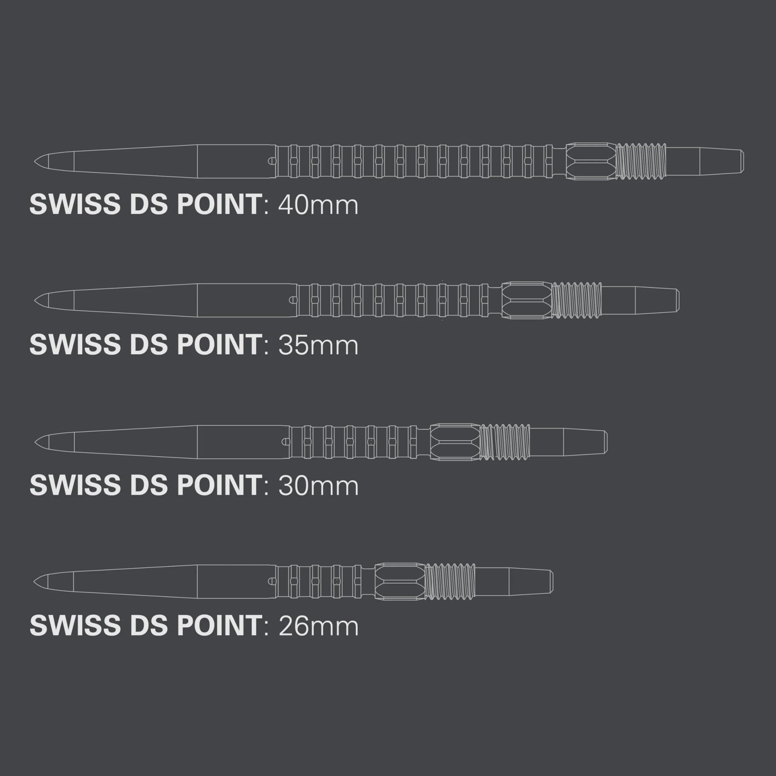 Target Darts Swiss Point DS Dart Points (3-pak zestaw końcówek) 35 mm, srebrne – Change Dart Swiss Point, profesjonalne akcesoria do rzutek, usuwanie końcówek SP
