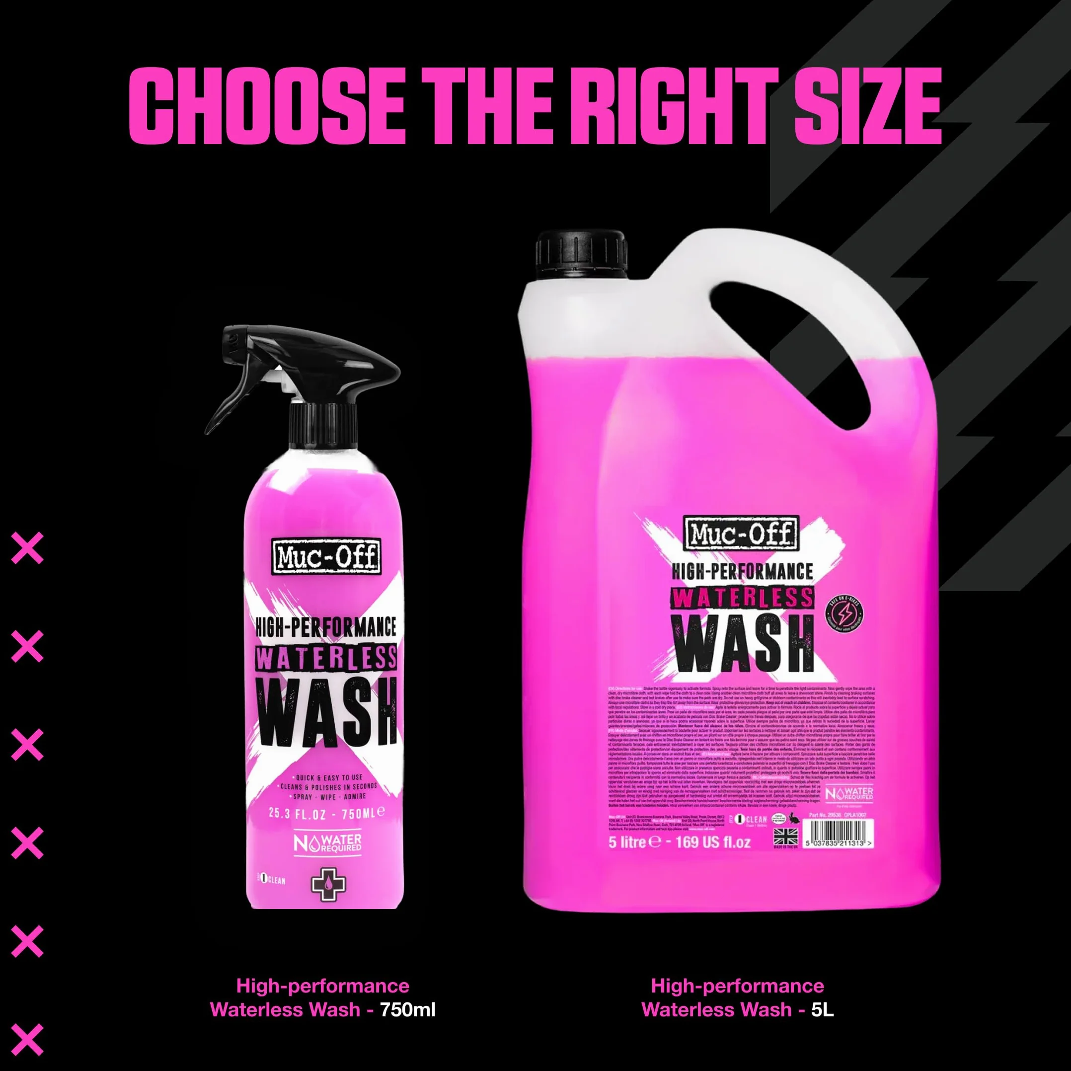 Muc-Off Waterless Wash, 750ml – Spray do Roweru do Mycia i Odtłuszczania bez Spłukiwania – Dwufunkcyjny Polerujący Płyn do Mycia Roweru i Motocykla