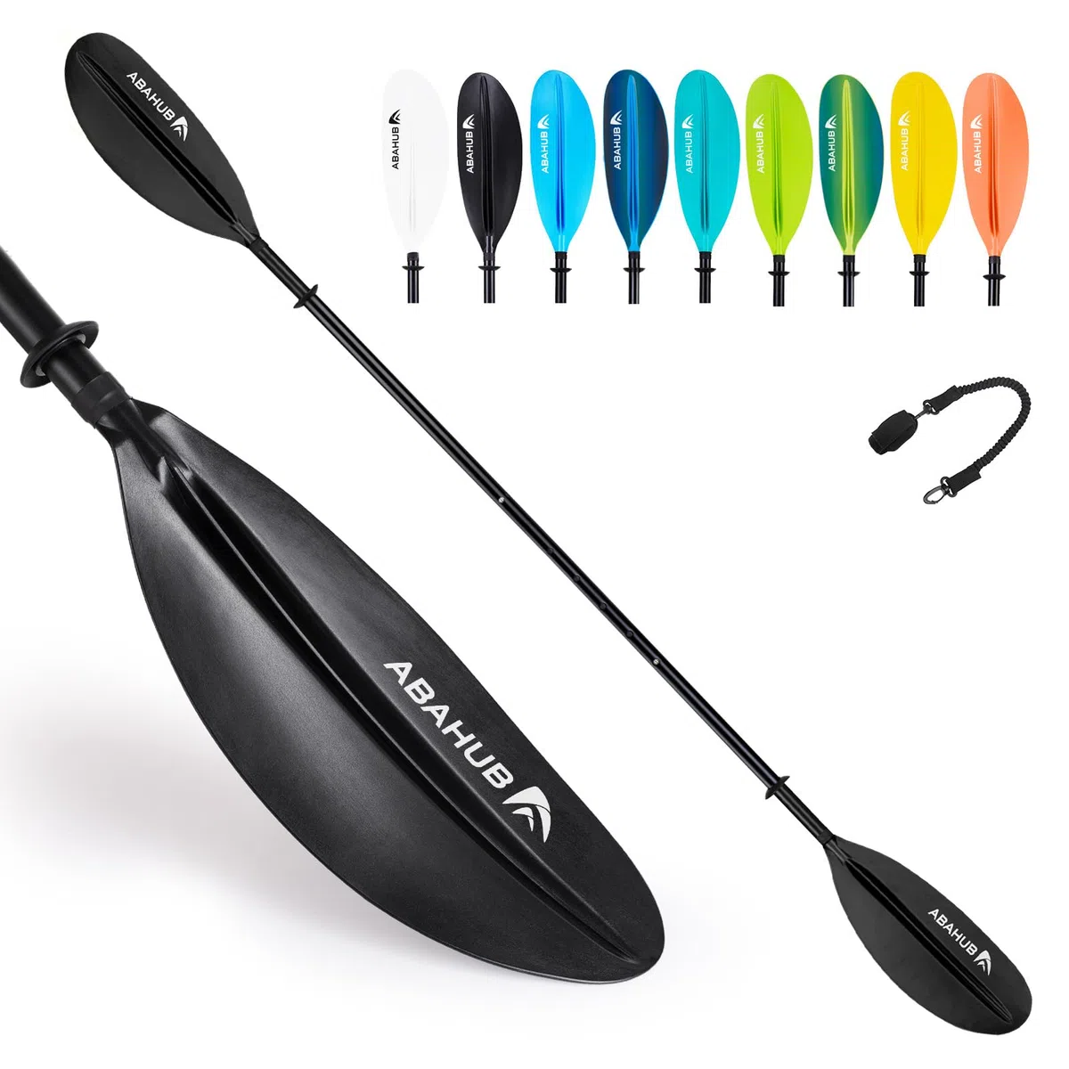 Abahub Regulowane WiosłO Kajakowe 220 Cm Do 240 Cm Kayak Paddle PodwóJne Aluminiowe Z WiosłEm Kajaka łóDź WiosłOwa Kajak, Plastikowe Ostrza Czarny/BiałY/Niebieski/Zielony/PomarańCzowy/żółTy
