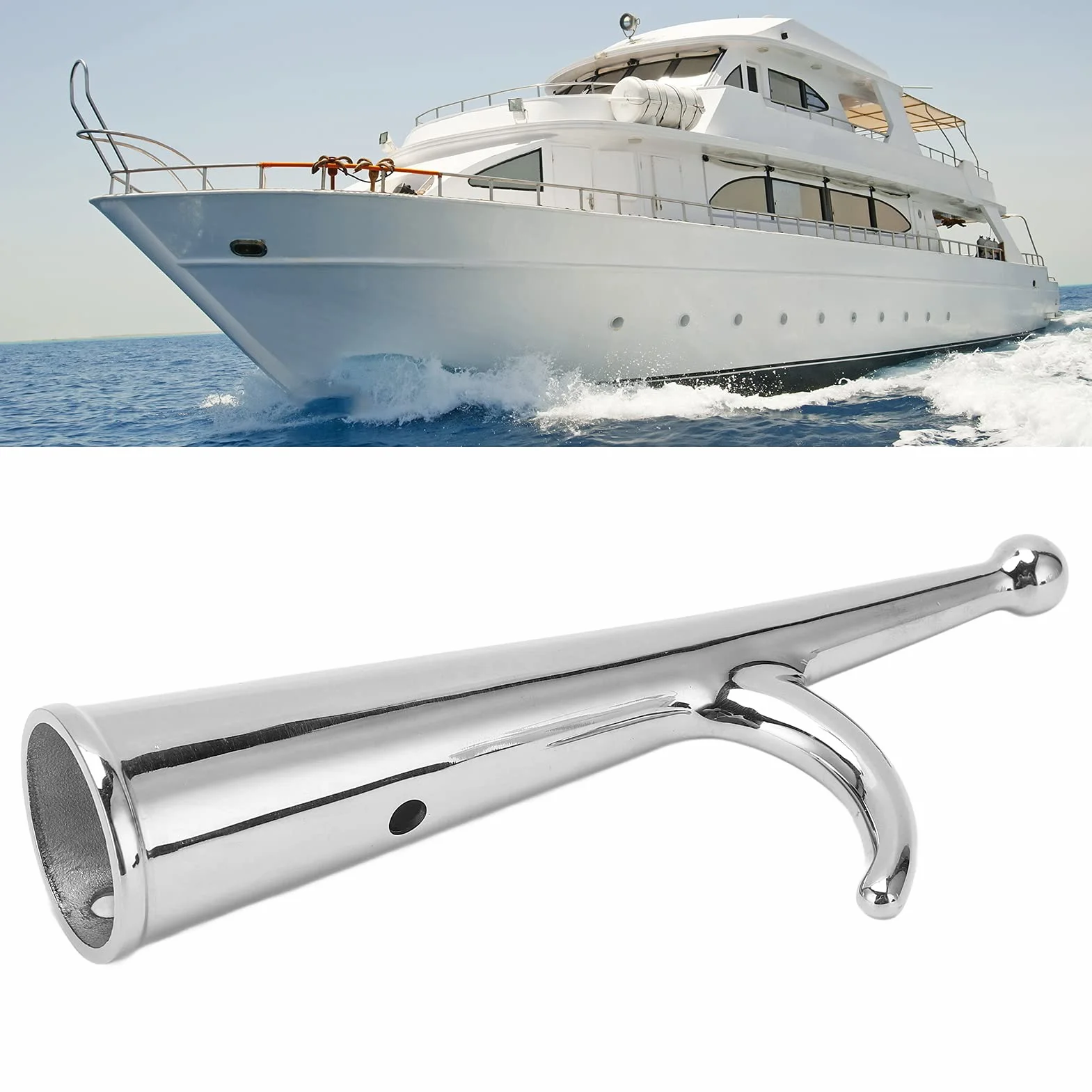 Boat Hook Attachment,316 Stainless Steel Boat Hook Head,34mm End Attachment Boat Hook Head Replacement for Docking Undocking