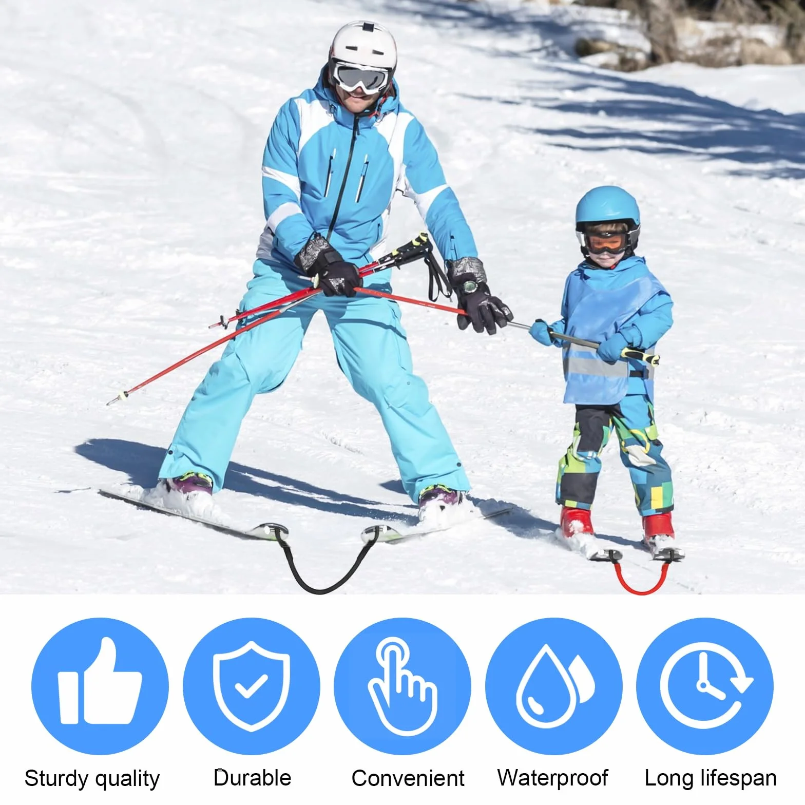 DUTIFUL Pomoc w skokach narciarskich, złącze do końcówek narciarskich, uczy regulacji prędkości, do jazdy na snowboardzie, dla początkujących