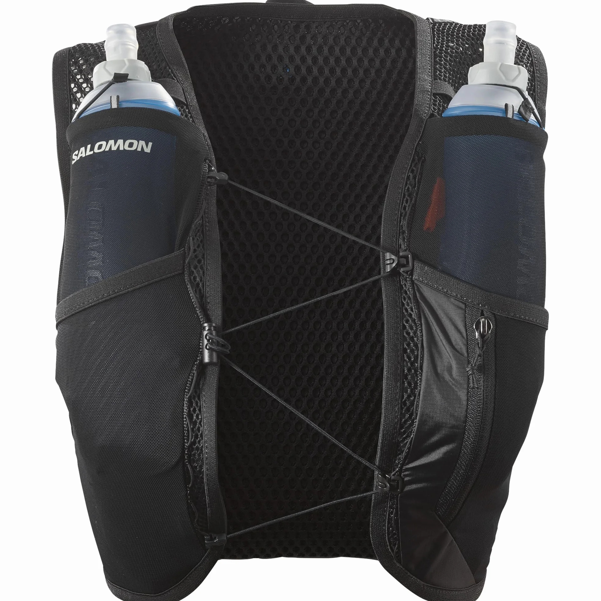 Salomon Active Skin 4 x kamizelka z wodą z butlami do biegania w szlaku do biegania piesze wycieczki MTB w zestawie, specjalny projekt dla kobiet, łatwe nawodnienie, zoptymalizowane kieszenie i