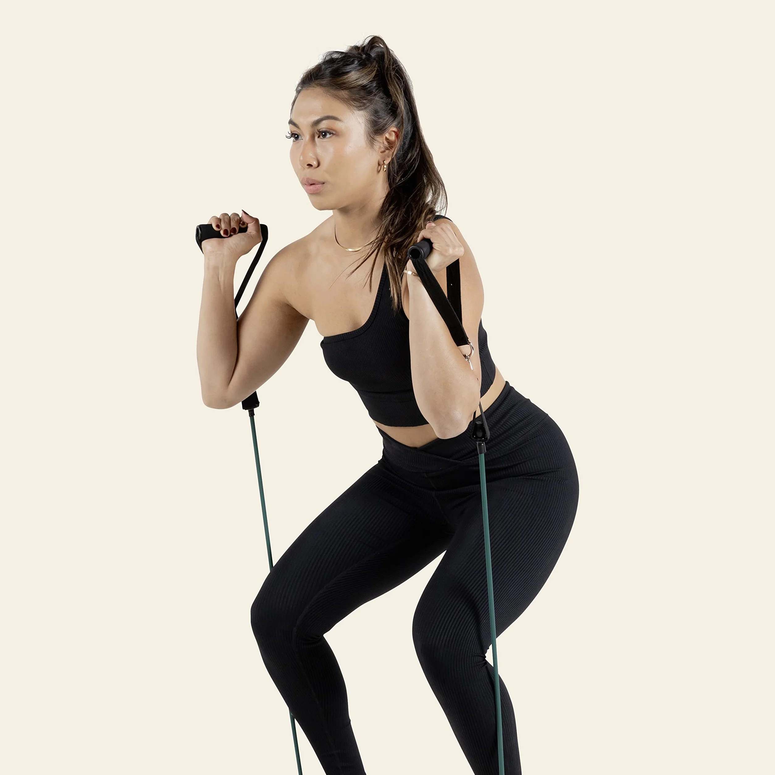 Retrospec Train Resistance Bands Set (5pc) Workout Bands w/Handles, Door Anchor, Carry Bag for Women & Men, Smoothie