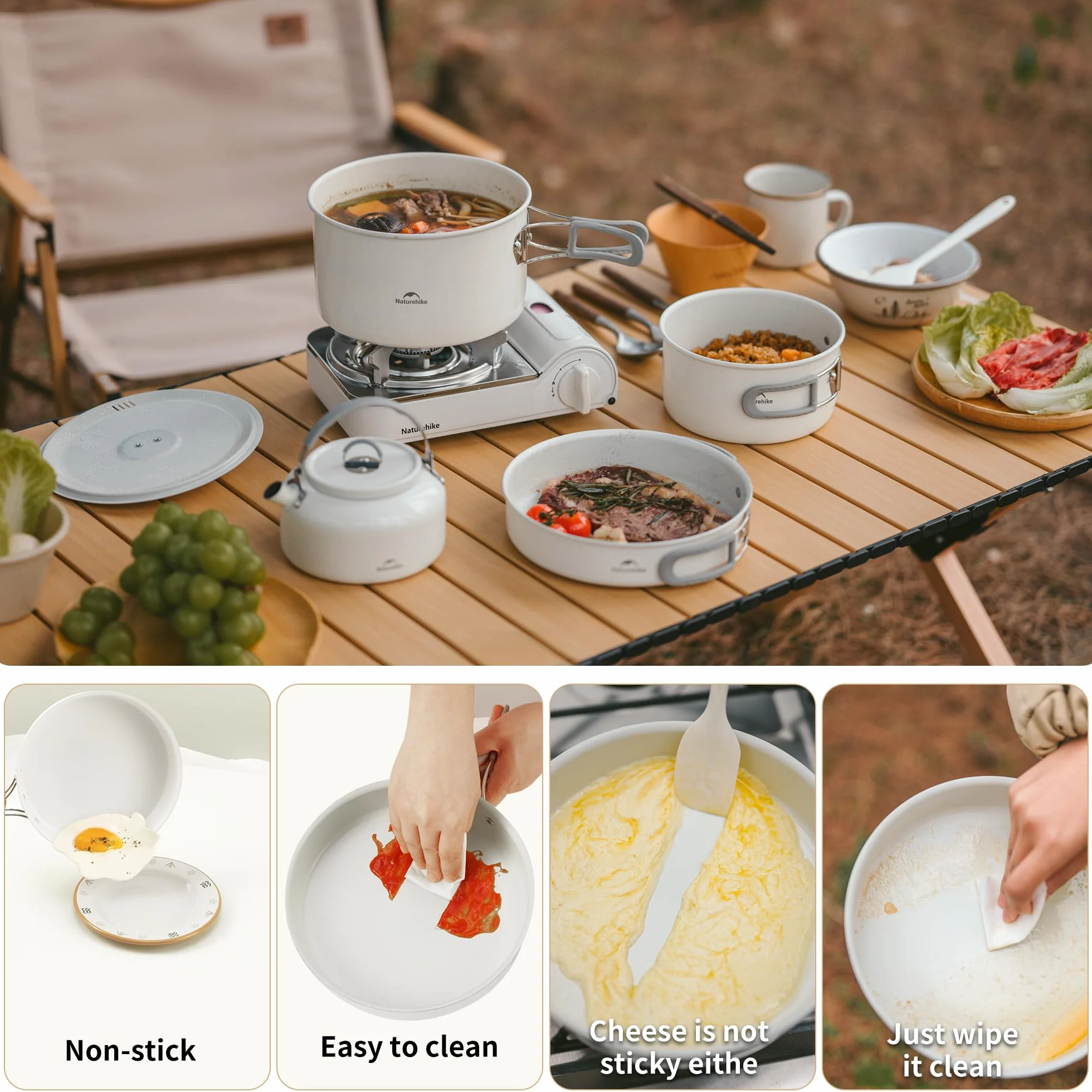 Naturehike zestaw naczyń kempingowych aluminiowych patelnie garnki przenośne