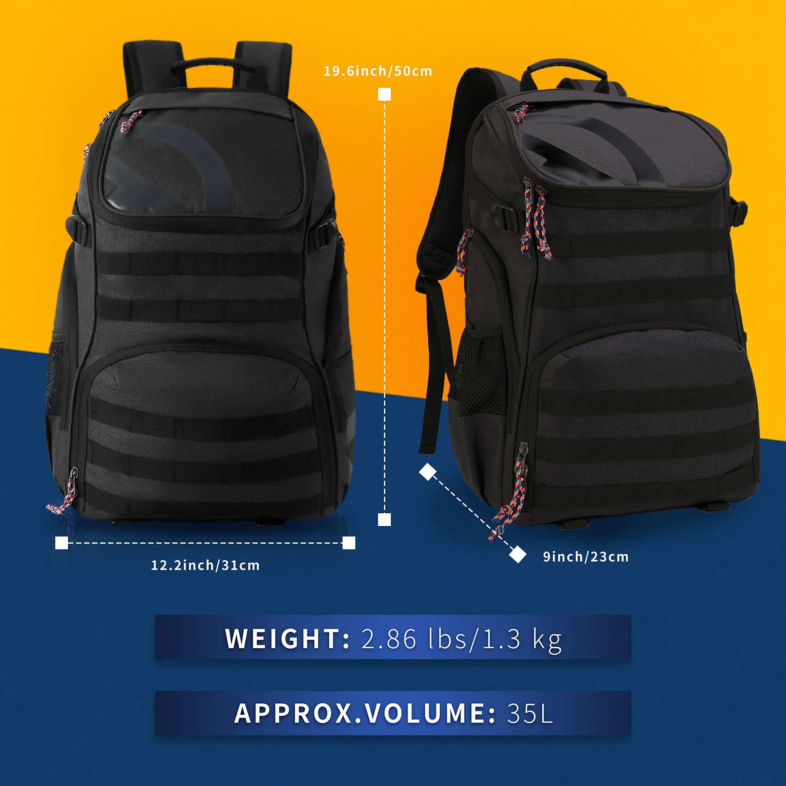TRAILKICKER Plecak do koszykówki 40 l z przegrodą na piłkę i kieszenią na buty