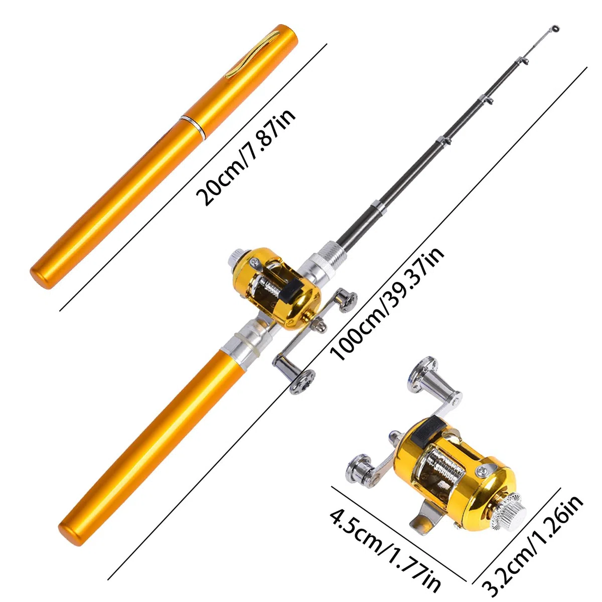 Pocket Rod, długopis wędkarski, długopis wędkarski, długopis i kołowrotek Combo kieszonkowy wędkowanie, długopis wędkarski, mały fishing na urodziny, wakacje, inne specjalne okazje,