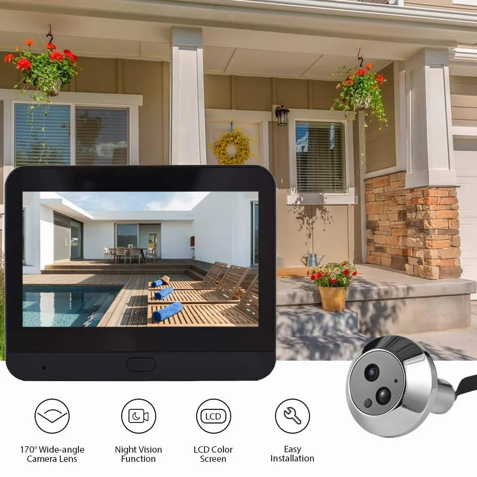 Dzwonek do drzwi wideo WiFi 2,4G z wyświetlaczem 4,3 cala 1080P Tuya 120° widoczność nocna automatyczne wykrywanie ruchu