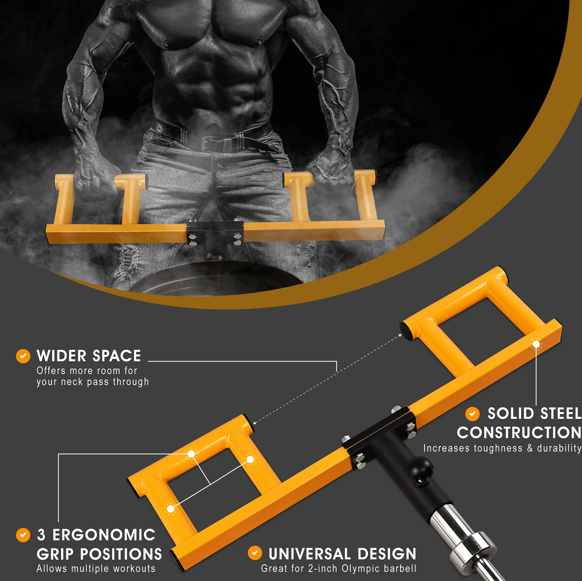 Yes4All Viking nasadka do sztangi olimpijskiej 5 cm 3 pozycje chwytu