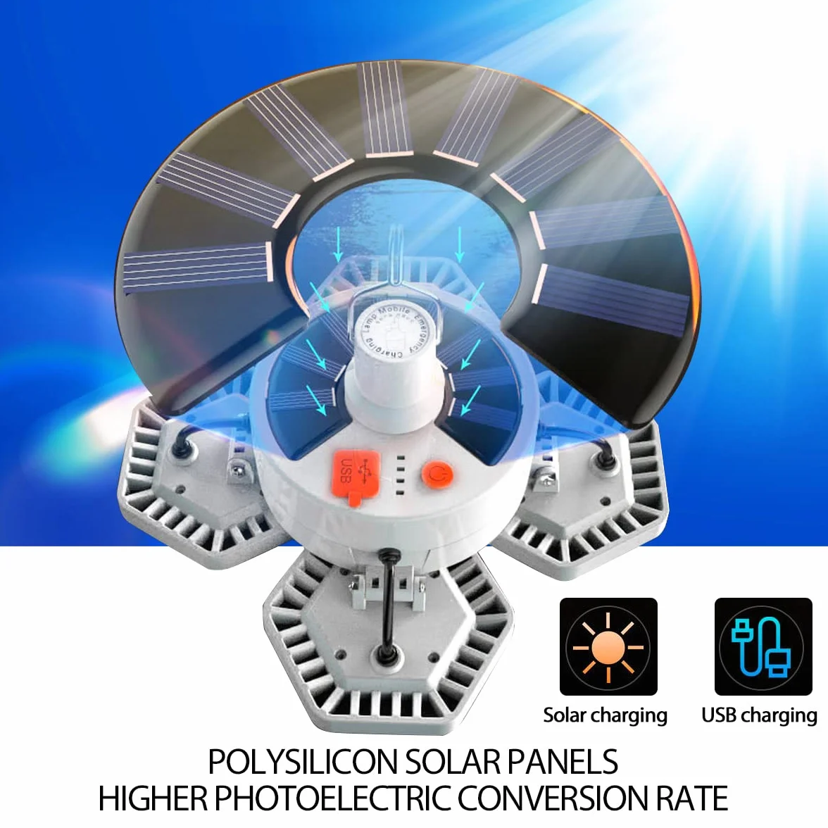 169 Lampa kempingowa LED, Solar Camping Licht Outdoor, USB Zelt Laterne Wiederaufladbar Faltbar, mit Fernbedienung Power Bank Hängende Arbeitslicht Camp Lampe 5 Modi Wasserdicht 360° Hell 5000 Lumen