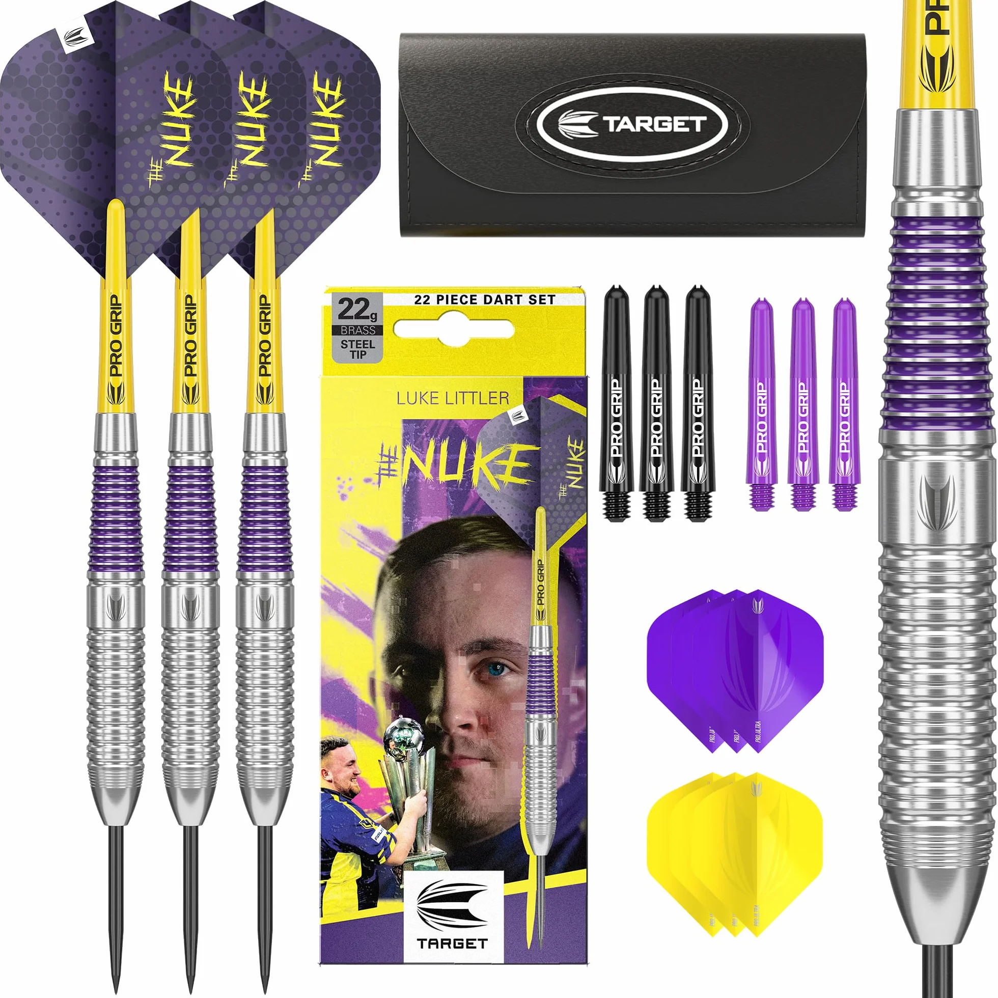 Target Darts Luke Littler Brass 22g Steel Tip Dart Set The Nuke Player Edition
