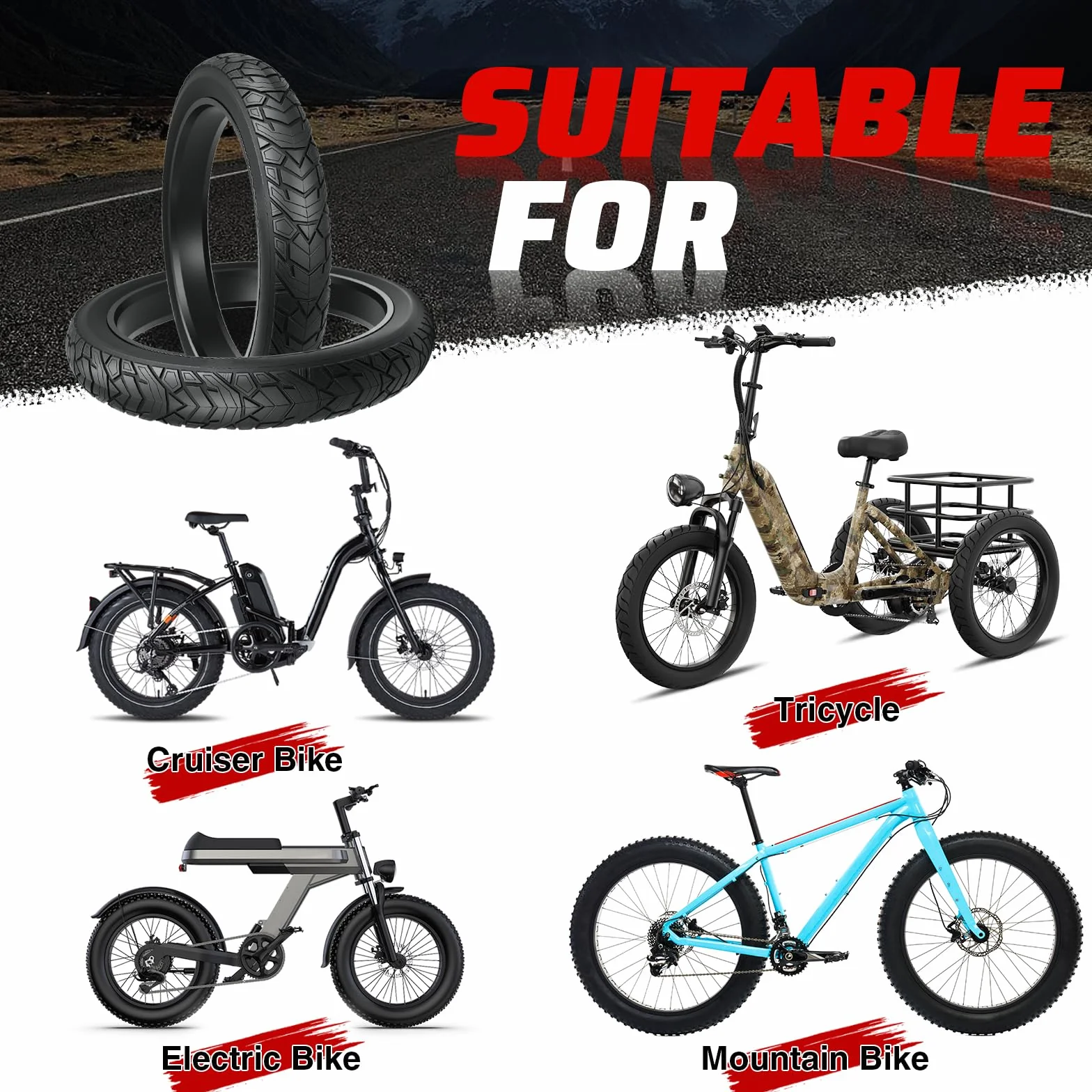 ZUKKA Fat Bike tire 20/26 x 4,0 cala Wieloszynski Replika Ceglawa Ciagla