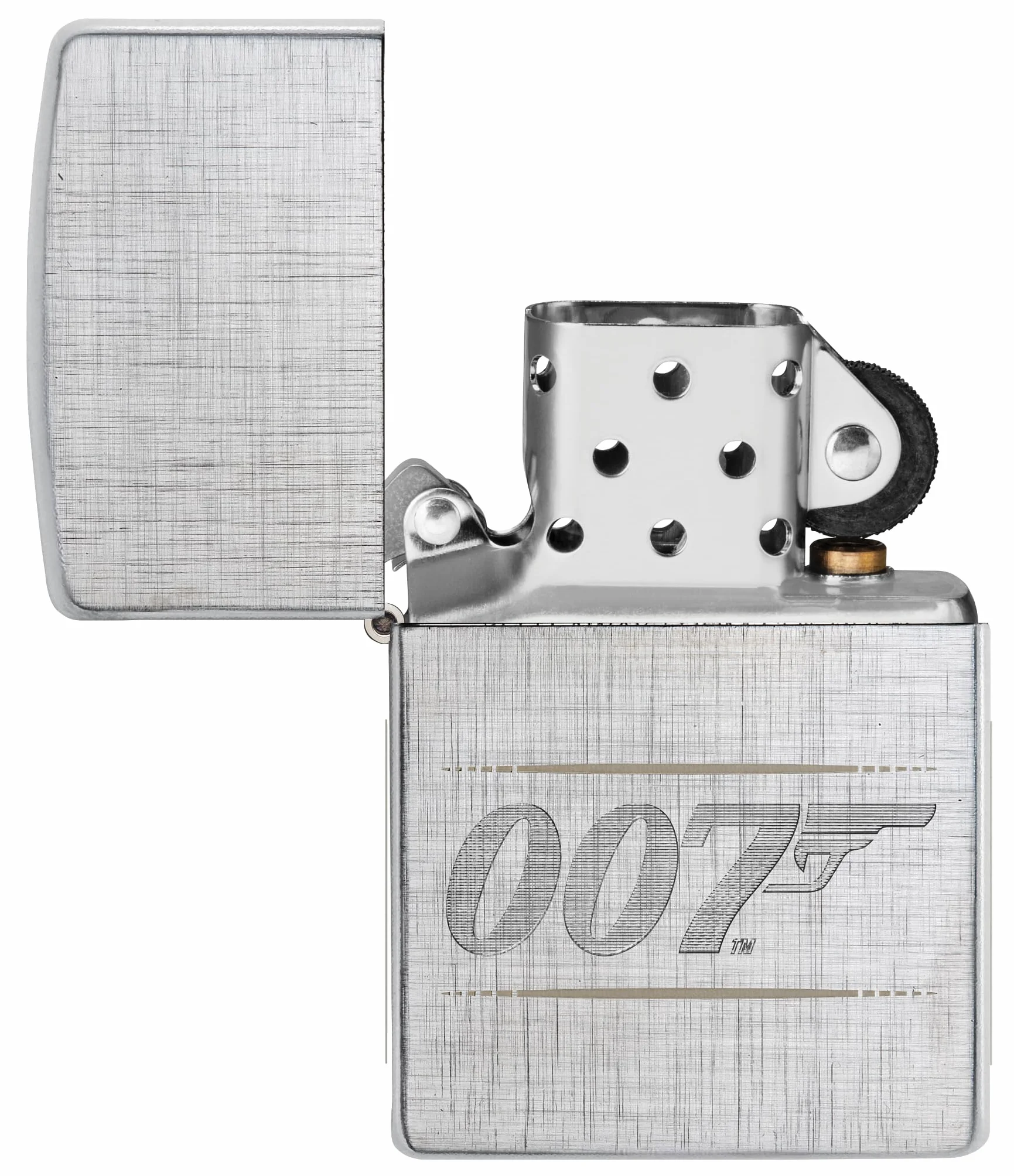 Zippo James Bond Bt 007 Gun Logo Zapalniczka Sztormowa, Grawerowanie Laserowe/Automatyczne, Wielokrotnego Użytku, do Napełniania, Wiatroodporna Konstrukcja, Wykonano w USA, Wzór Splotu Diagonalnego