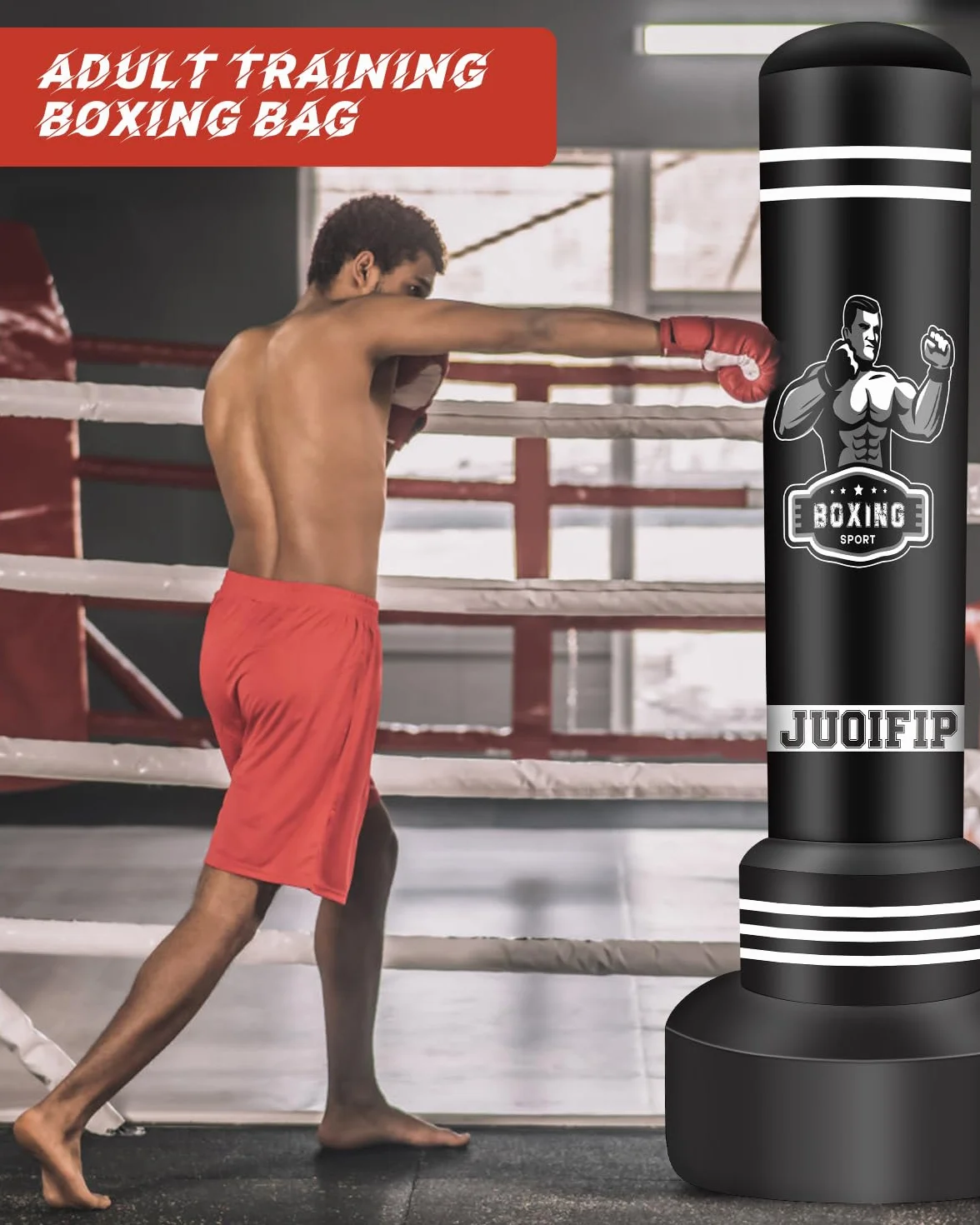 NZQXJXZ Worki bokserskie dla dorosłych - 180 cm, solidny, nadmuchiwany worek bokserski do kickboxingu, do treningu MMA, Muay Thai, fitness