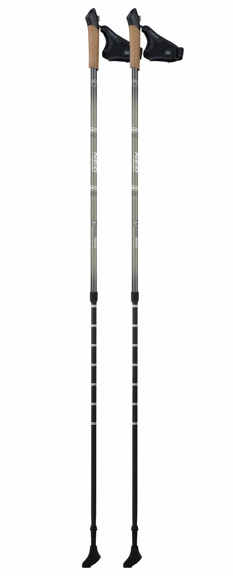 Neo-Sport Kijki Trekkingowe Nordic Walking Regulowane 85-143 cm Aluminiowe Korkowy Uchwyt 1 Para