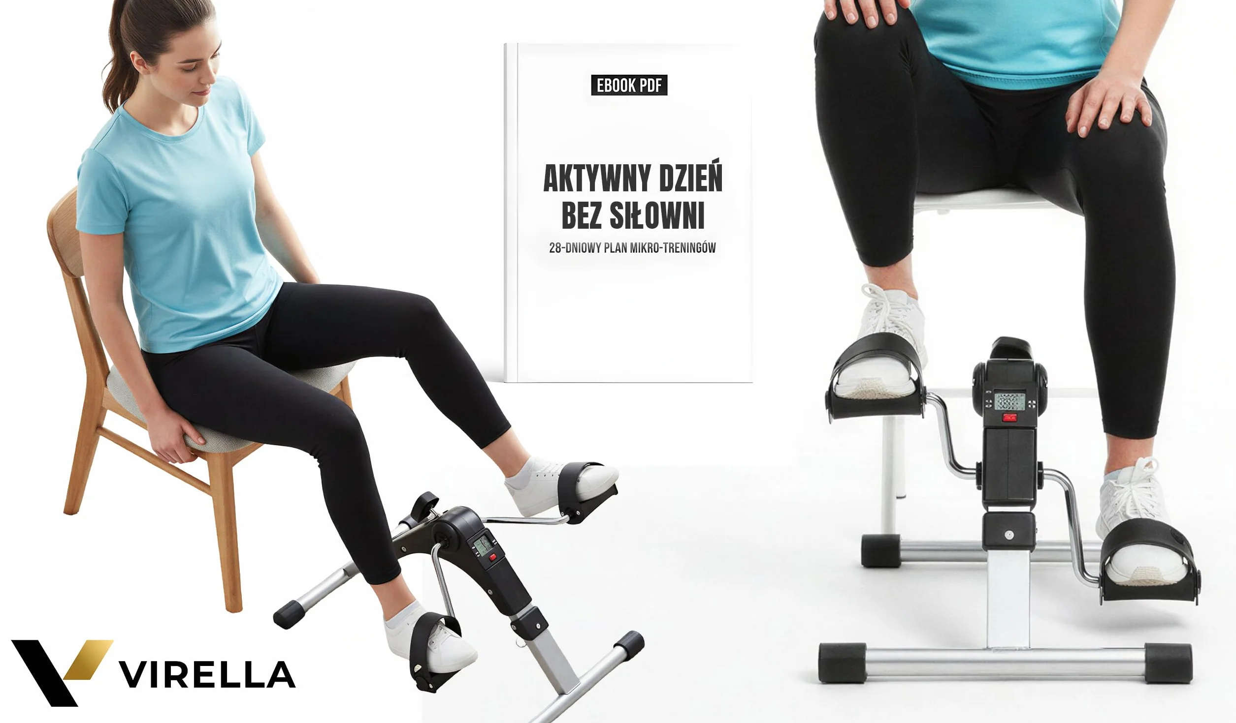 Virella Mini rower treningowy przenośny ćwiczący siłownia fitness noga ramię trening regulowany opór z wyświetlaczem LCD dla kobiet i mężczyzn