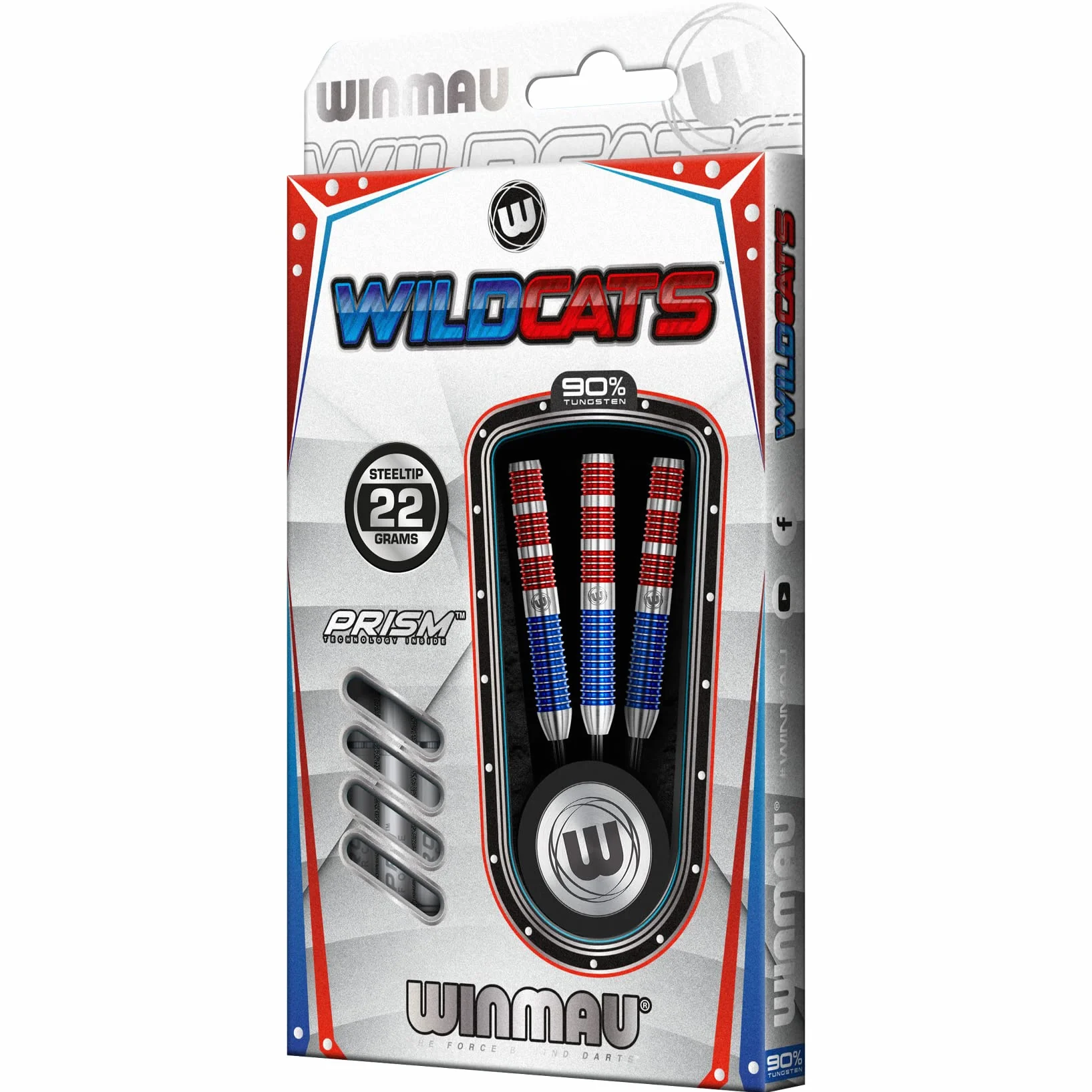 WINMAU Wildcats zestaw rzutek 90% wolframu z lotkami i łodygami – technologia pryzmatyczna