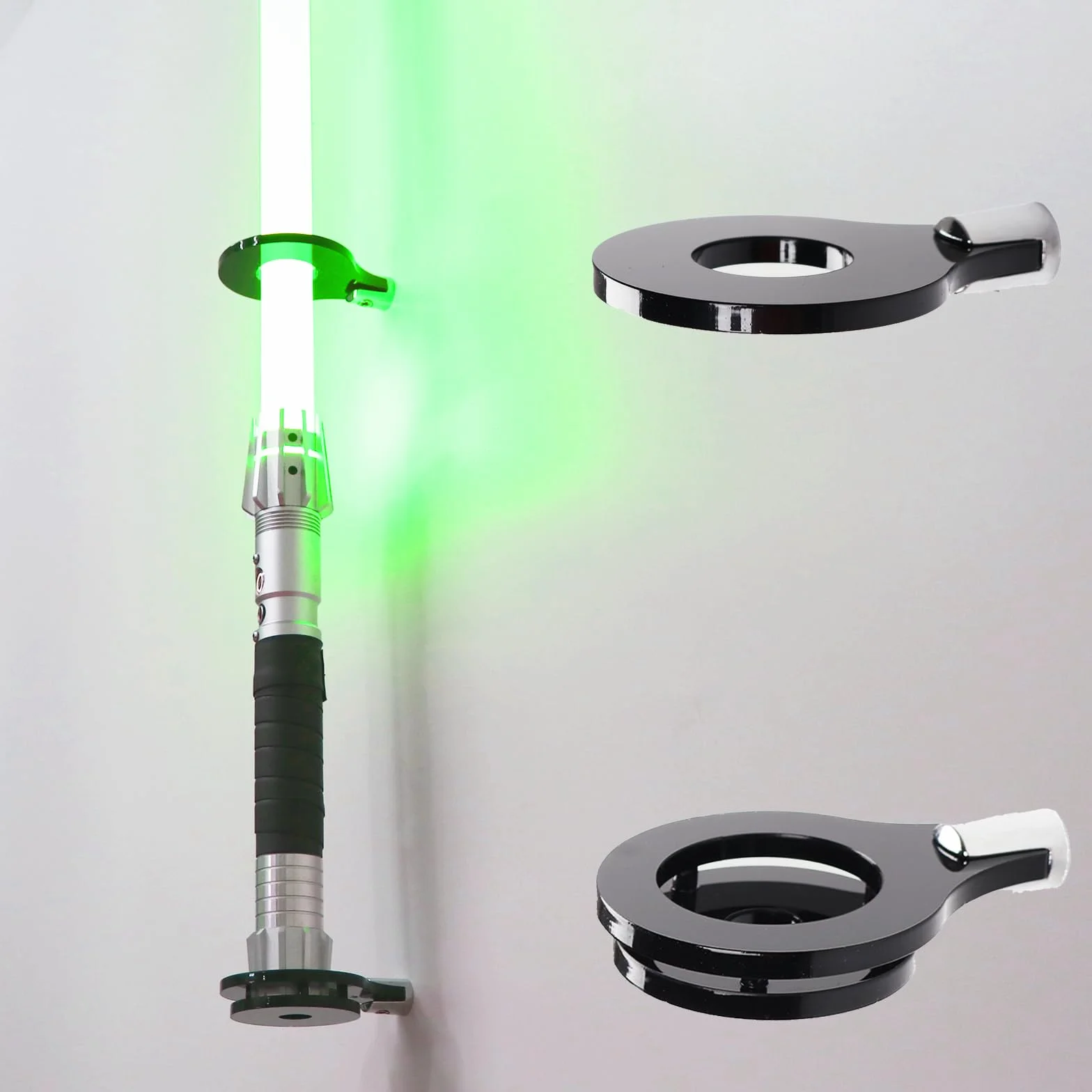 Uchwyt Ścienny do Miecza Świetlnego Lightsaber, Pionowy Uchwyt Ścienny do Miecza Świetlnego – Czarny Akrylowy Stoisk Ekspozycyjny do Większości Mieczy Świetlnych, Wytrzymały (Czarny, 1 Otwór)