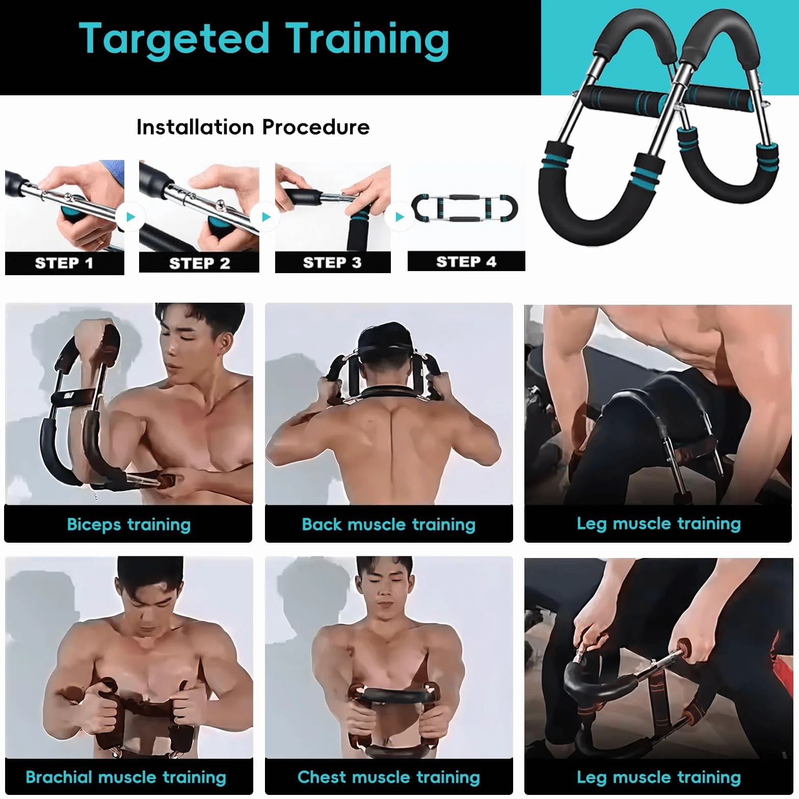 Twister Arm Trainer, regulowany ekspander klatki piersiowej, przenośny Power Twister Bar wzmacniacz siły mięśni, sprzęt fitness do domu dla mężczyzn, początkujących i profesjonalnych sportowców