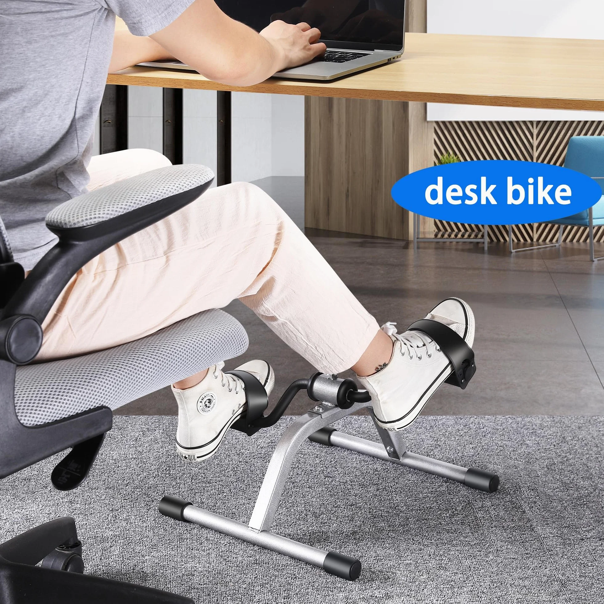 Mini rower treningowy z pedałami, lekki przenośny rower podłogowy