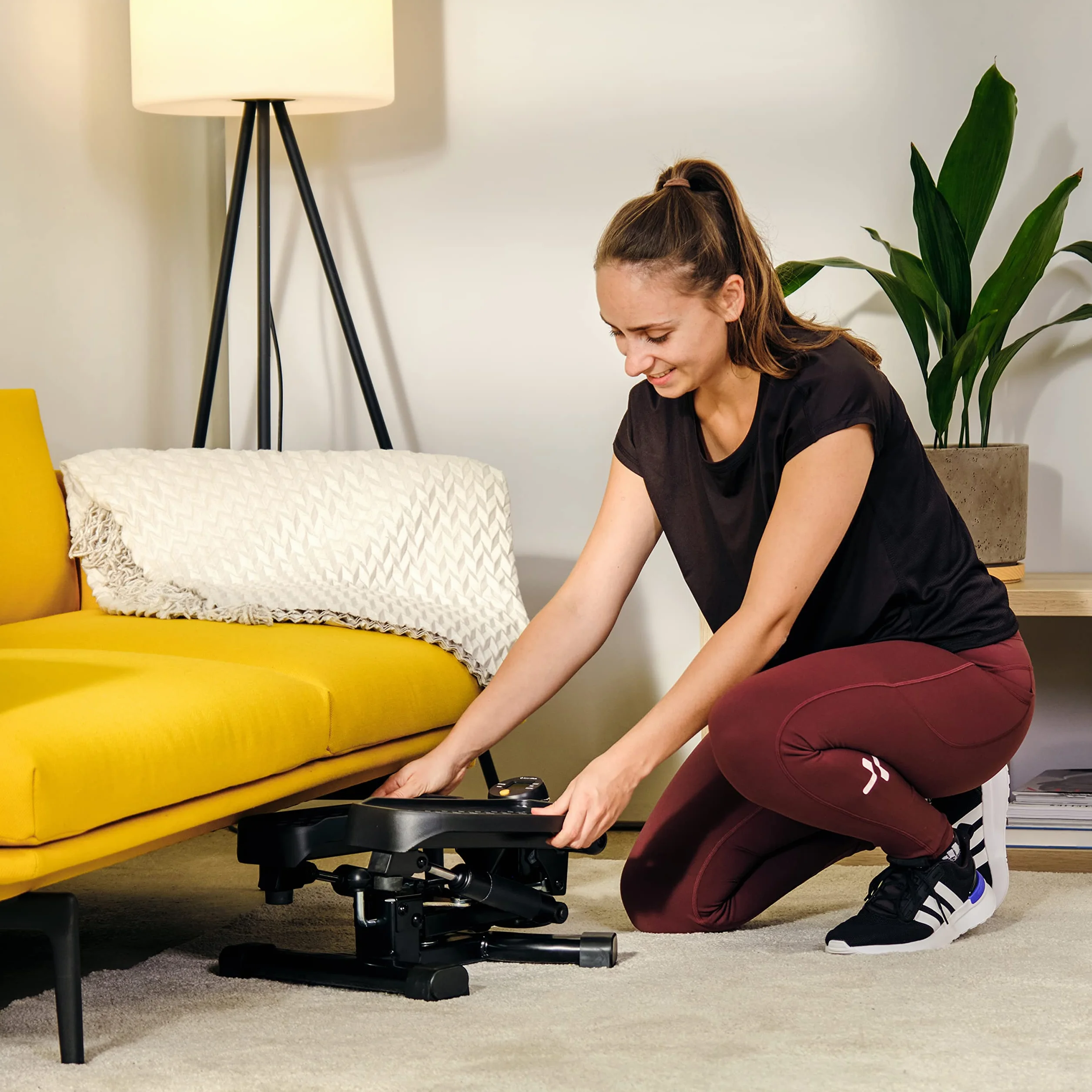 SportPlus Mini stepper 2 w 1 z opatentowaną technologią przełączania, stepper Swing i Stepper w jednym urządzeniu, do 100 kg, niezużywający się cylinder hydrauliczny