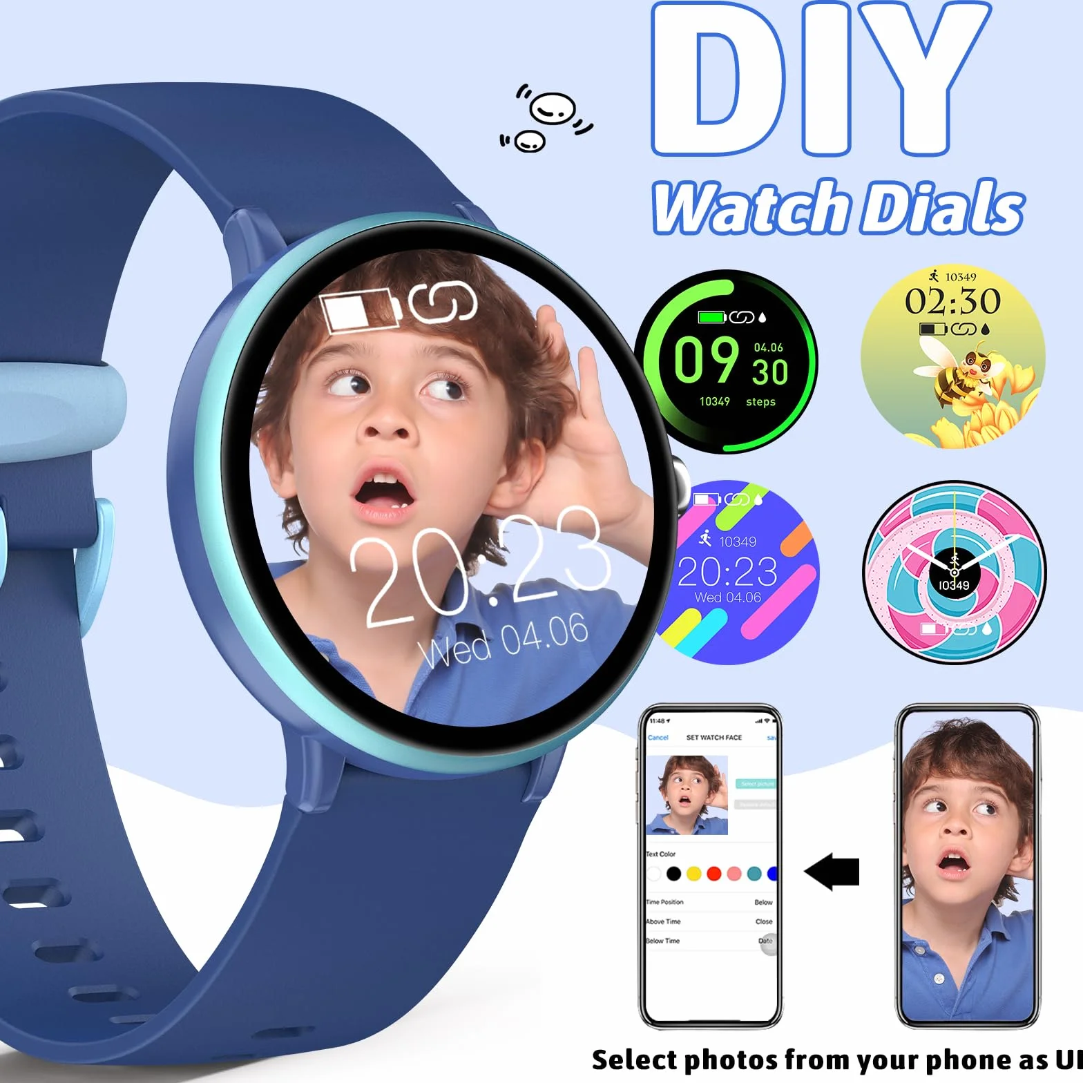 Smartwatch dla dzieci chłopców i dziewczynek, zegarek z trackerem aktywności, wodoszczelność IP68, 19 trybów sportowych, monitorowanie tętna, monitor snu, krokomierz, prezent dla dzieci od 5 lat