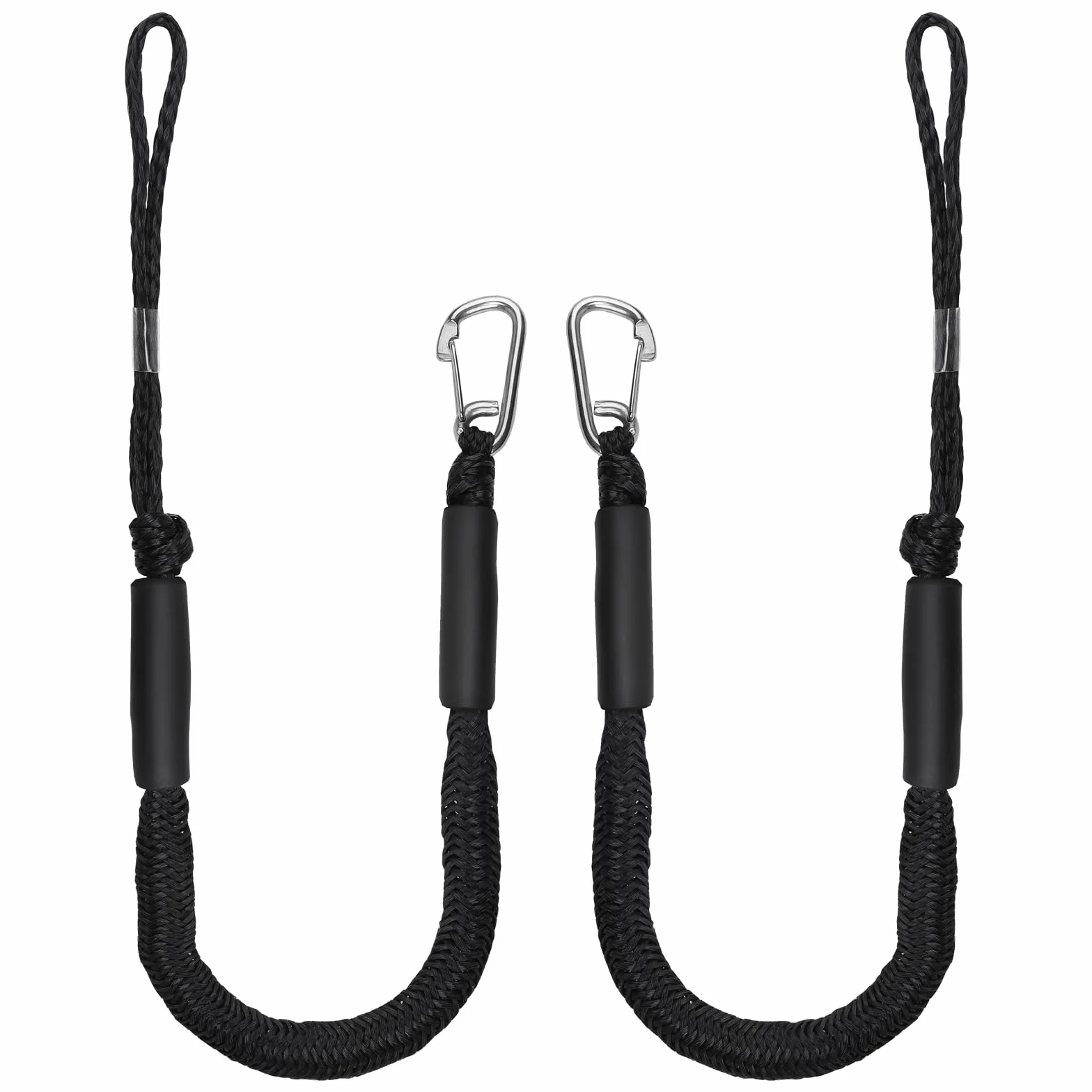 EFUTURETIME 2 x Bungee Dock Line lina do cumowania łodzi 10 cm (4FT), linka na błotnik z oczkiem czarna z haczykiem, akcesoria do łodzi, kajaków, skuterów wodnych, pontonów, kanu