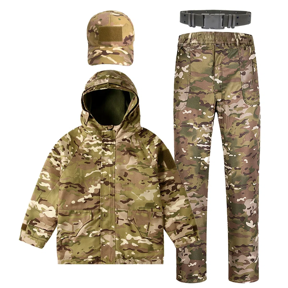 Dziecięca odzież taktyczna moro, kurtka i spodnie, z podszewką polarową, airsoft, wojskowy, kamuflaż, zima, walka, wędrówki, polowanie, kemping, dla chłopców i dziewcząt
