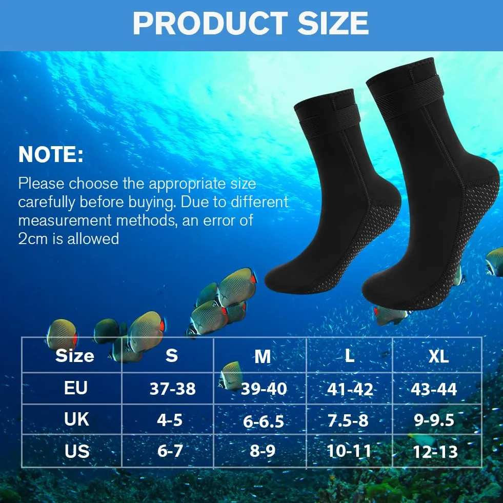 Flintronic Skarpety Neoprenowe 3 mm, Do Nurkowania, Z Zapięciem Na Rzepy, Antypoślizgowe Do Sportów Wodnych, Pływania, Snorkelingu, Surfowania Dla Kobiet i Mężczyzn