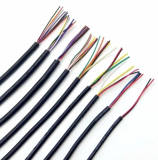 1M Sheathed Wire Cable 24AWG Channl Audio Line 2 3 4 5 6 7 8 9 10 Cores Insulated Soft Copper Cable Signal Control Wire UL2464(Black,1M_24AWG (4CORES))