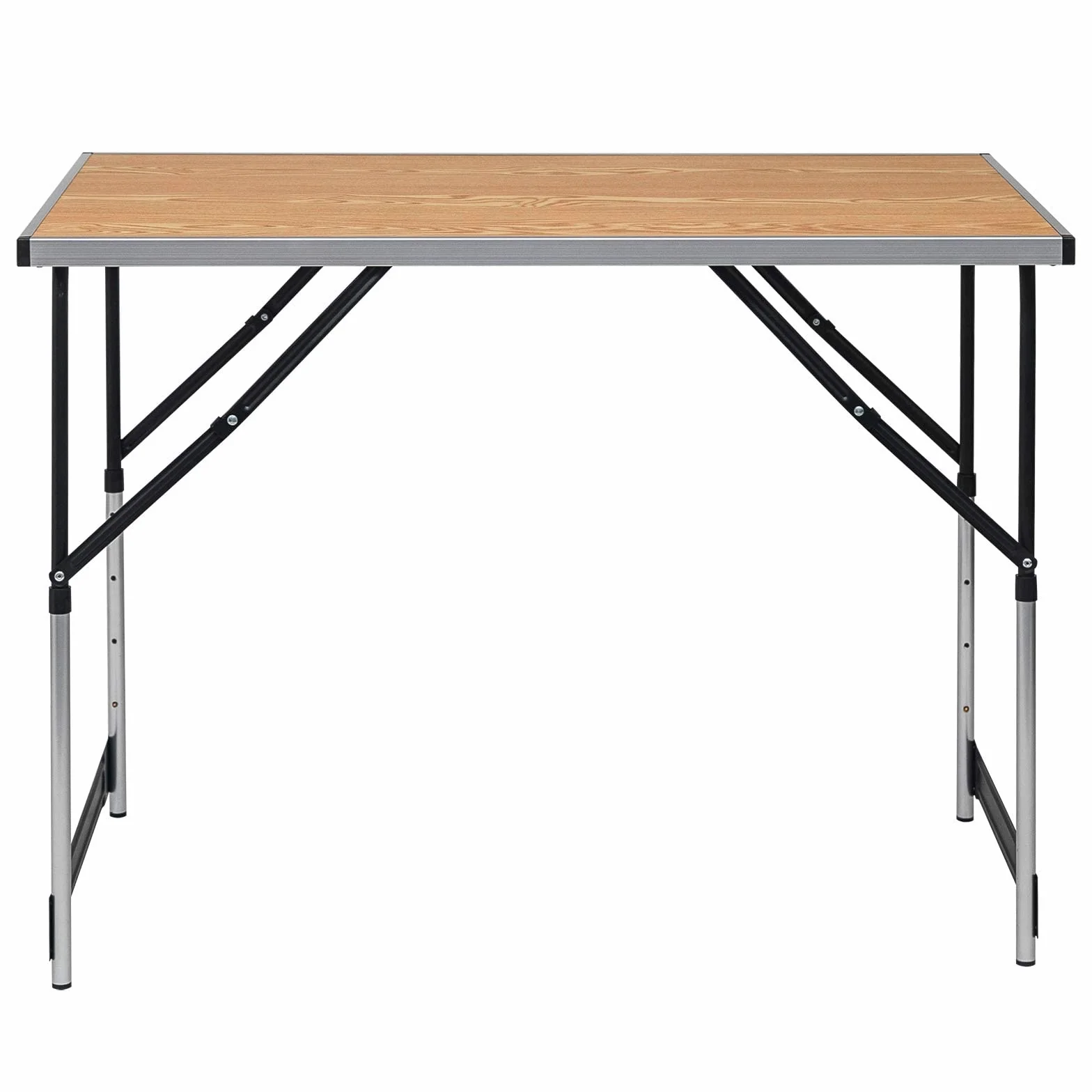 Składany stół kempingowy aluminiowy z regulacją wysokości 100 x 60 x 73-94 cm MDF dąb
