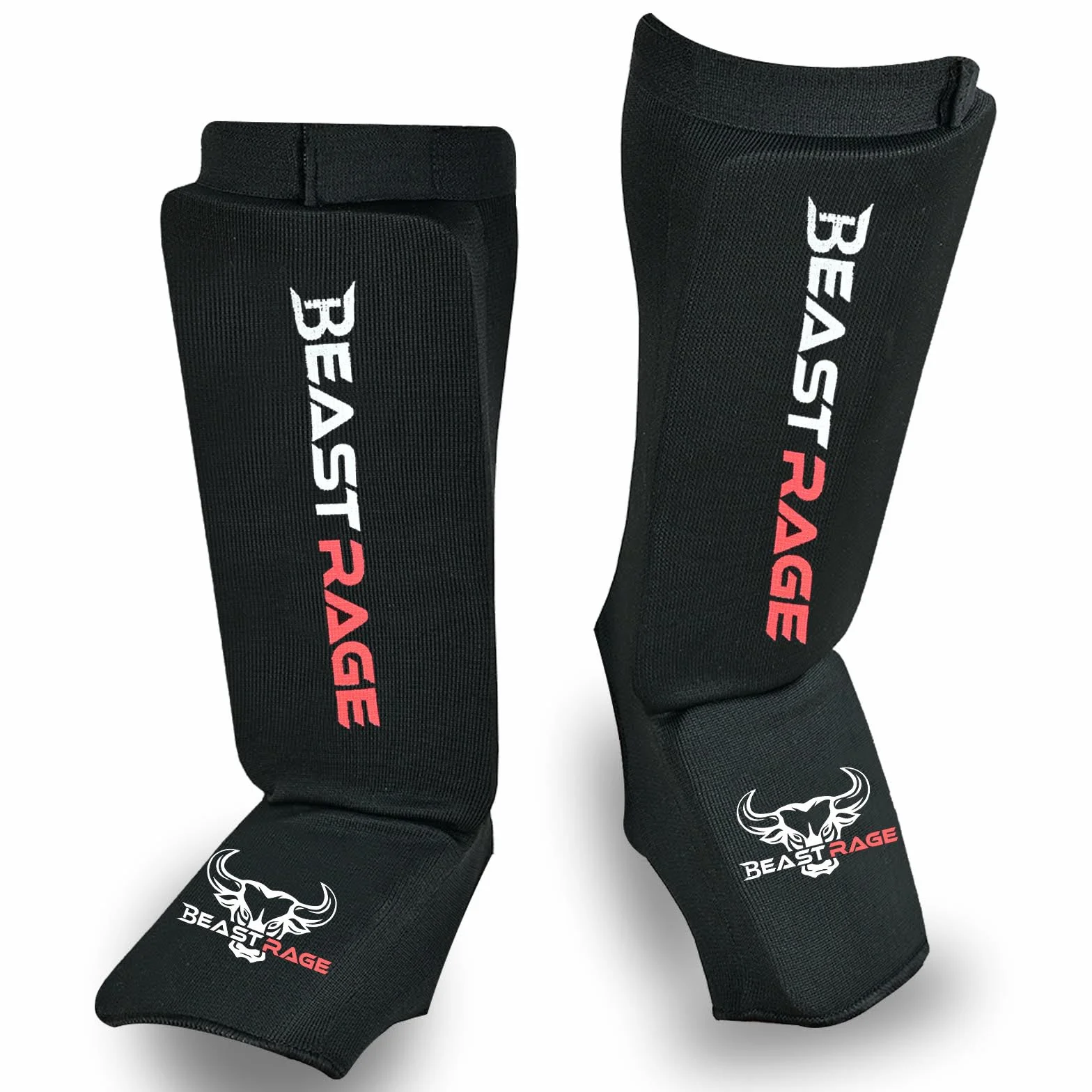 BEAST RAGE Ochraniacze goleni do Muay Thai, Kickboxingu, MMA, Taekwondo, Boksu, Elastyczne skarpety na nogi