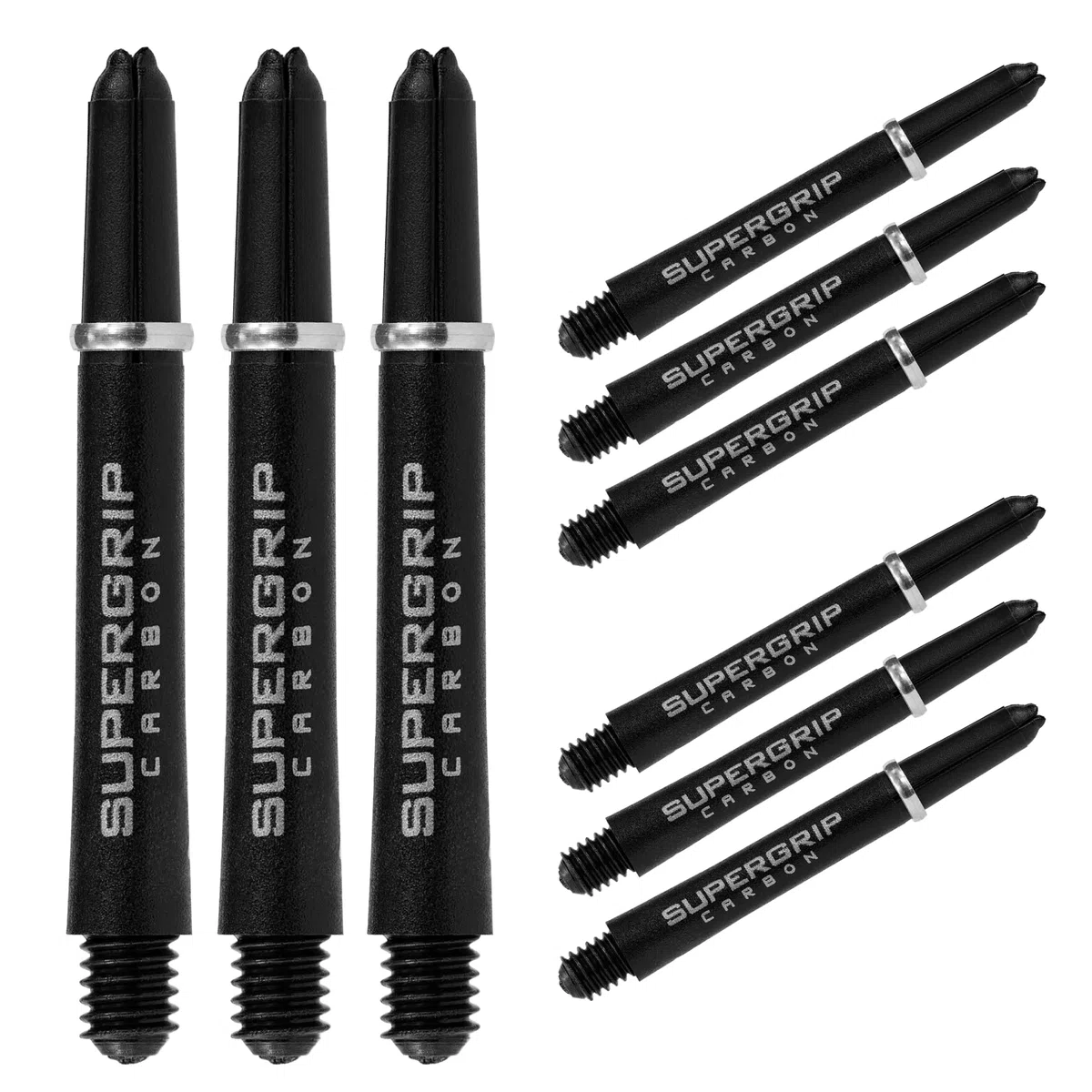 Harrows Darts 3 x Zestawy Trzpieni do Rzutek Supergrip Carbon - Łącznie 9 Trzpieni do Rzutek - Średnie, Średnie i Krótkie