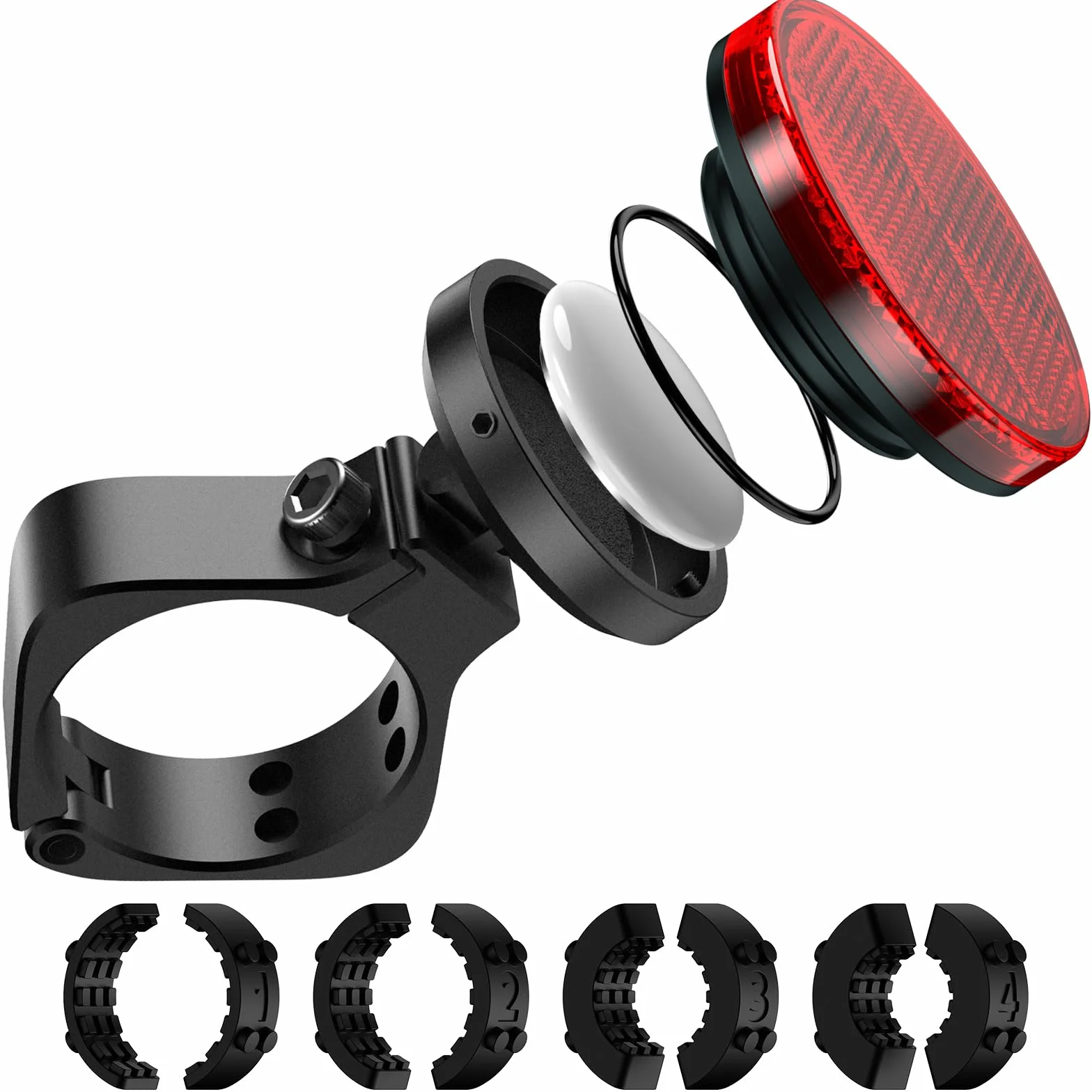 SUPMEGA Ukryty Reflektor Rowerowy AirTag z Metalowym Uchwytem Antykradzieżowe Akcesoria GPS Wodoszczelny