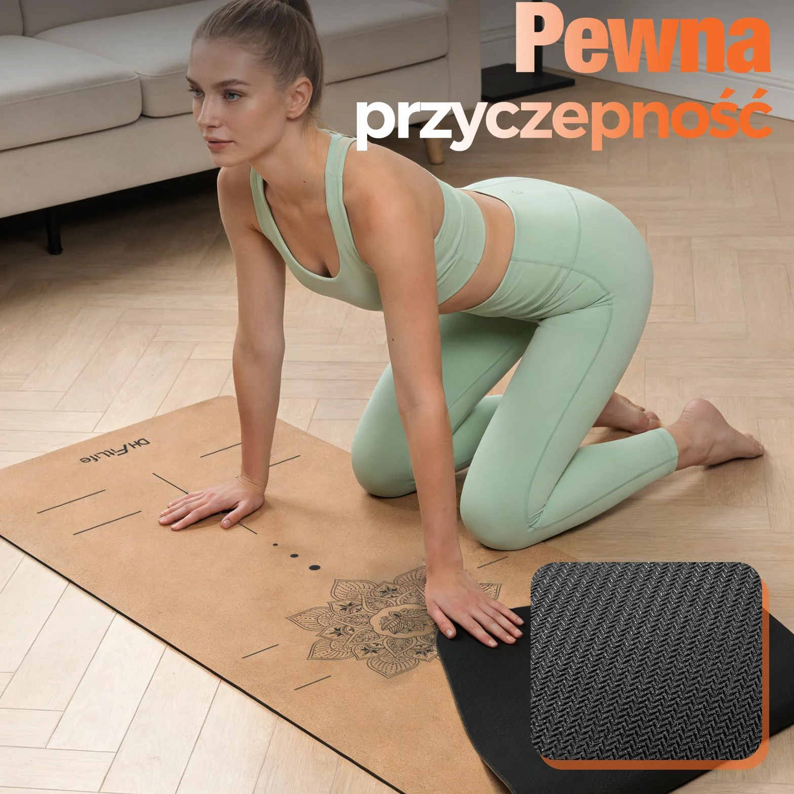DH FitLife Mata Korkowa Antypoślizgowa z Naturalnego Kauczuku, 6mm | Gotowa do Użycia, Łatwa do Czyszczenia, Wysokiej Jakości Mata do Jogi, Pilatesu i Fitnessu